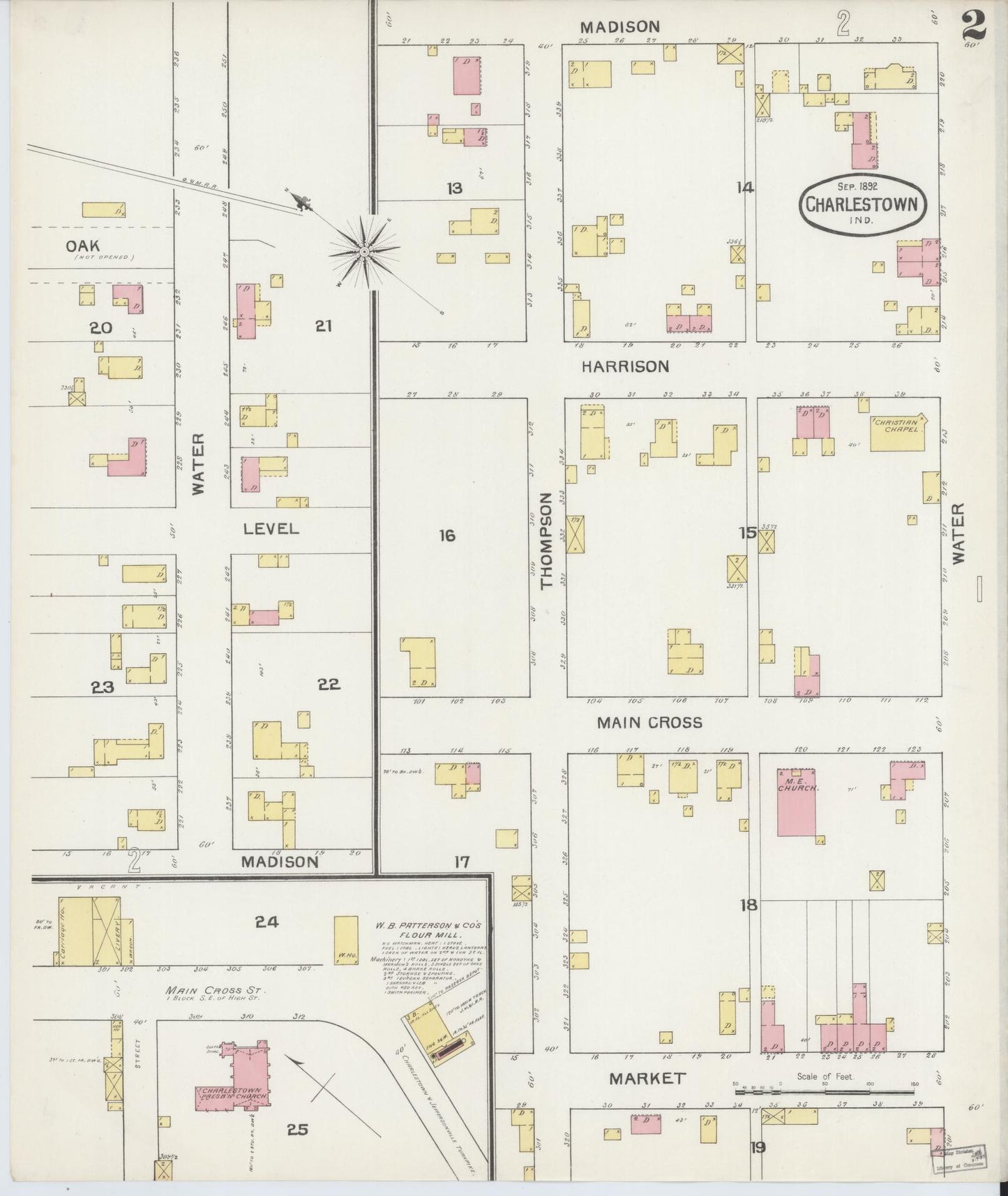 Sanborn Fire Insurance Map from Charlestown, Clark County, Indiana (1892), Sheet #0002 - Complete Map Set gallery image, historic Sanborn map, vintage wall art, Indiana Indiana