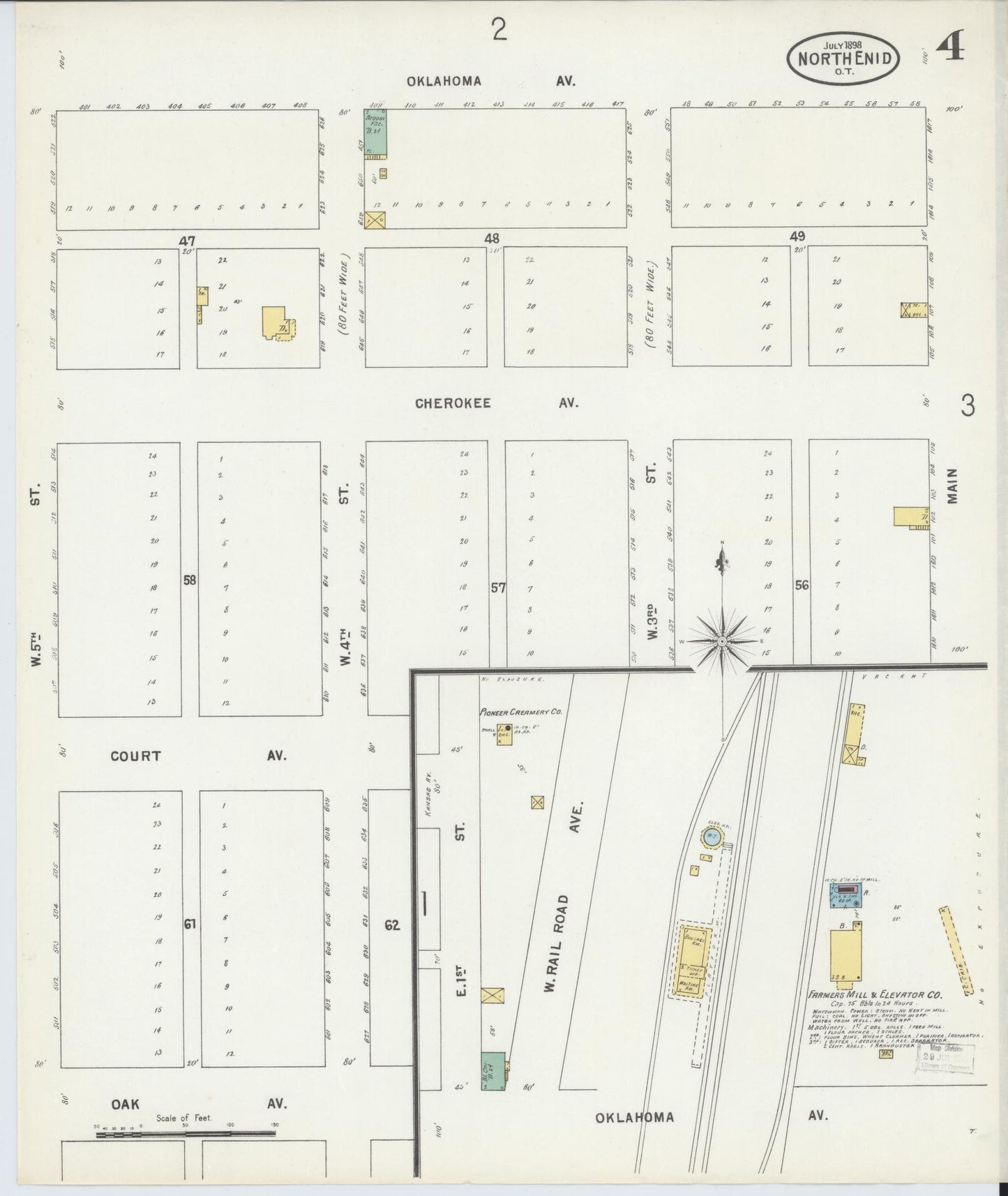 Sanborn Fire Insurance Map from North Enid, Garfield County, Oklahoma (1898), Sheet #0004 - Complete Map Set gallery image, historic Sanborn map, vintage wall art, Oklahoma Oklahoma