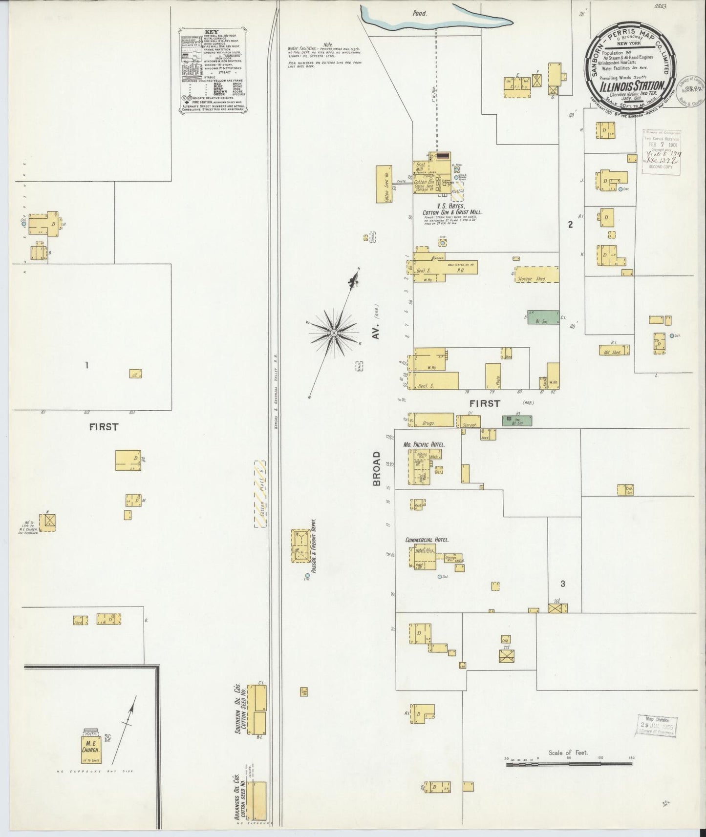 Sanborn Fire Insurance Map from Illinois Station, Sequoyah County, Oklahoma (1901), Sheet #0001 - Historic Sanborn Fire Insurance Map Print, vintage old map wall art, antique decor, genealogy gift, Oklahoma Oklahoma map