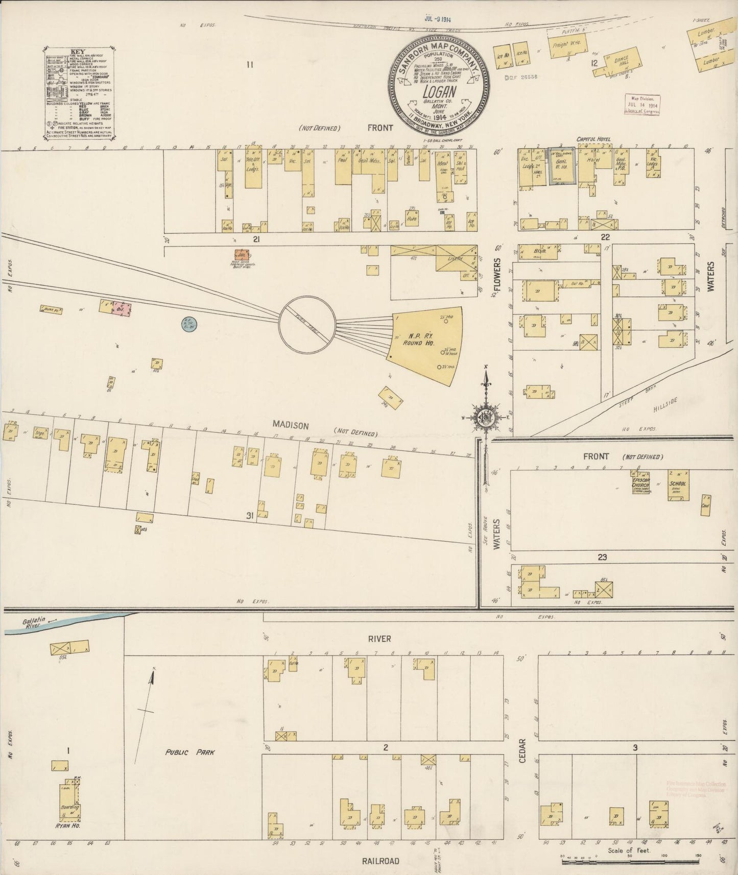 Sanborn Fire Insurance Map from Logan, Gallatin County, Montana (1914), Sheet #0001 - Historic Sanborn Fire Insurance Map Print, vintage old map wall art, antique decor, genealogy gift, Montana Montana map