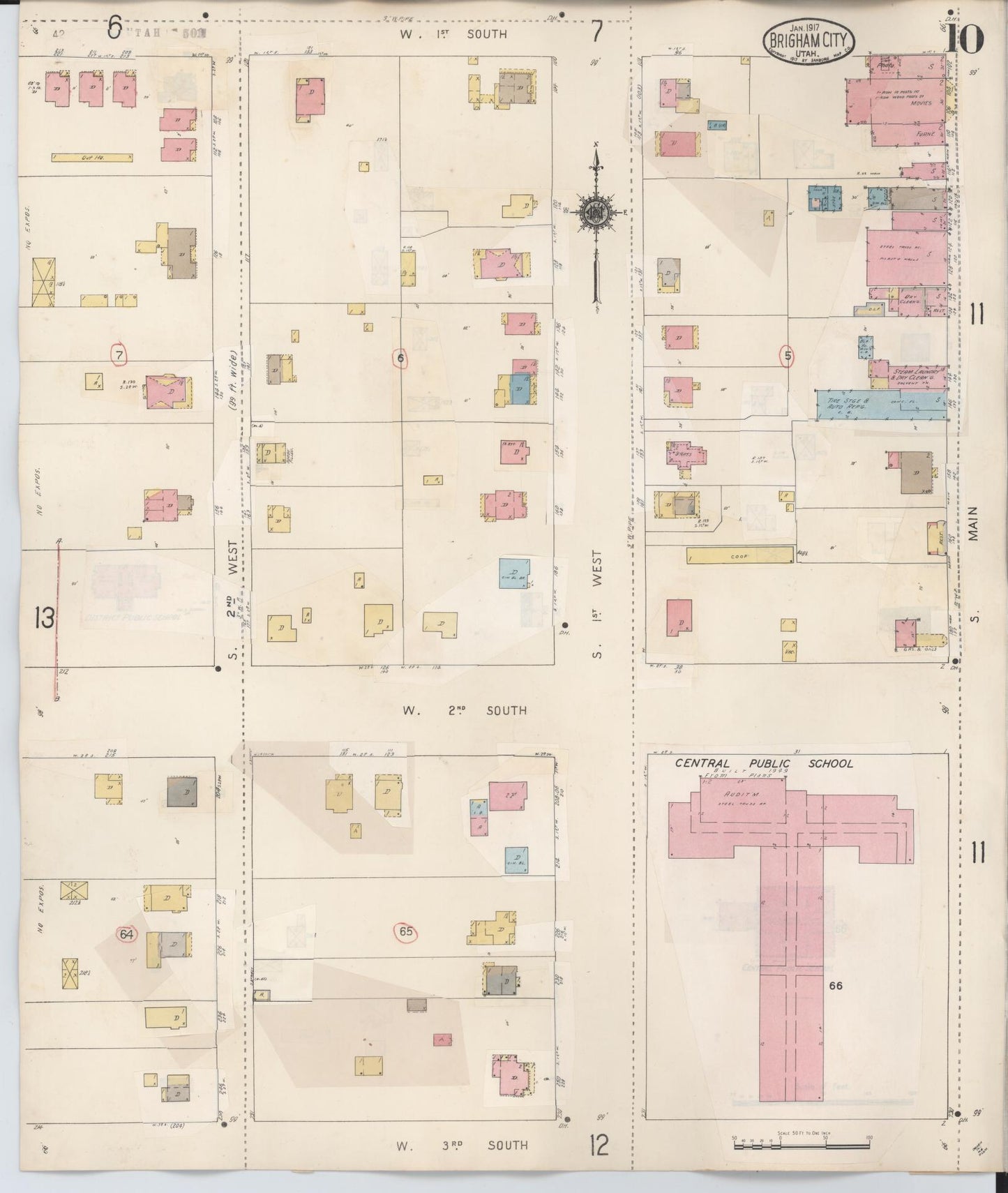 Sanborn Fire Insurance Map from Brigham City, Box Elder County, Utah (1949), Sheet #0010 - Historic Sanborn Fire Insurance Map Print, vintage old map wall art, antique decor, genealogy gift, Utah Utah map