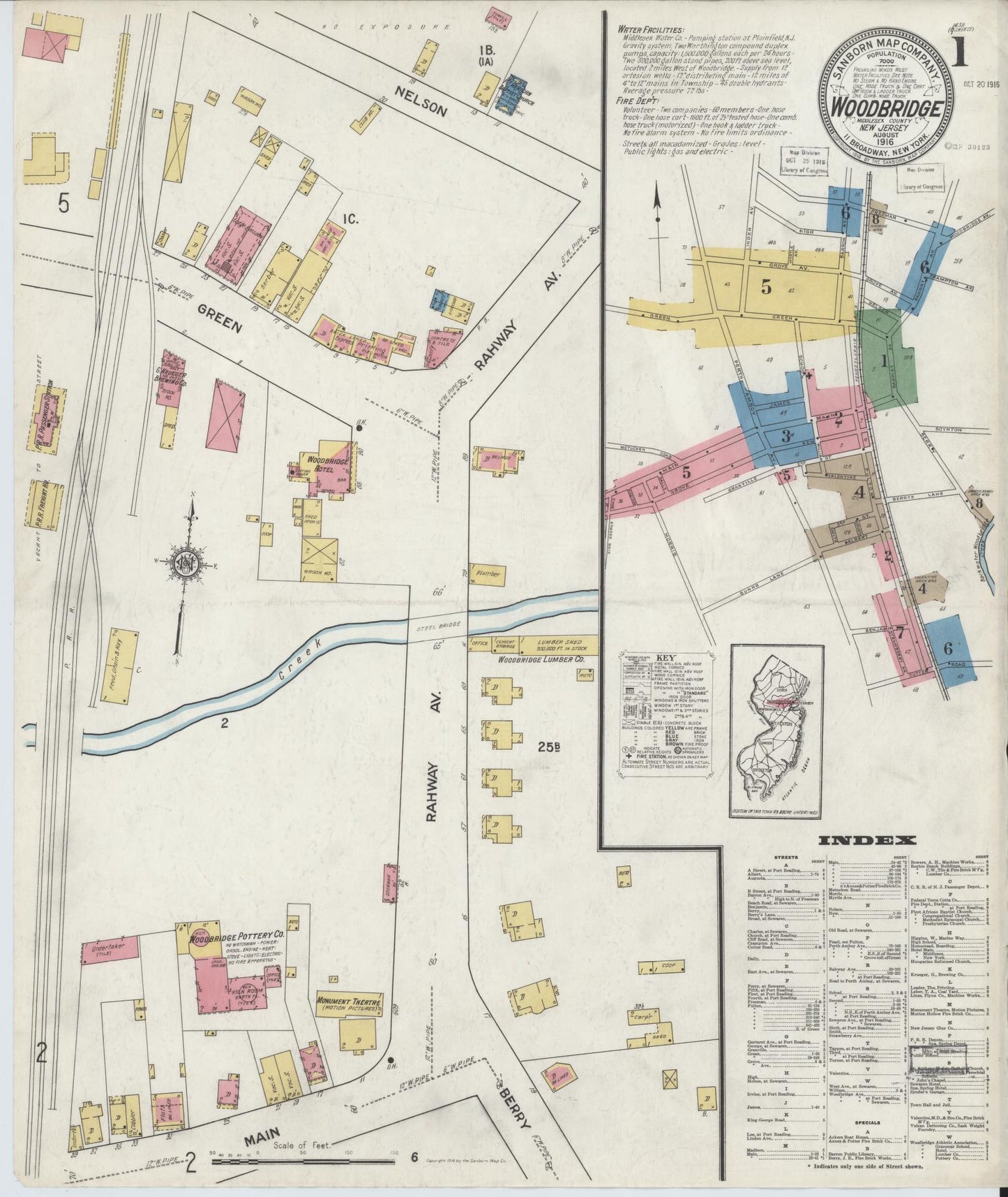 Sanborn Fire Insurance Map from Woodbridge, Middlesex County, New Jersey. (1916) – Historic Sanborn Fire Insurance Map Print