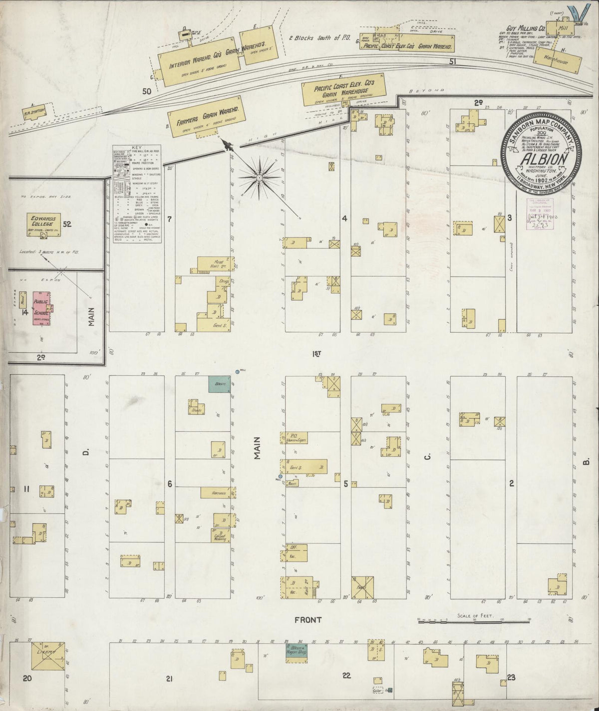 Sanborn Fire Insurance Map from Albion, Whitman County, Washington (1902), Sheet #0001 - Historic Sanborn Fire Insurance Map Print, vintage old map wall art, antique decor, genealogy gift, Washington Washington map