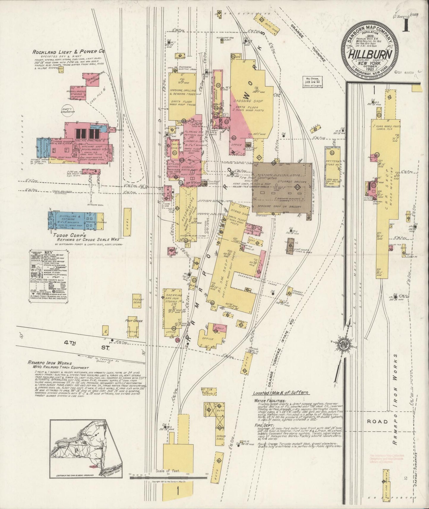 Sanborn Fire Insurance Map from Hillburn, Rockland County, New York. (1921) – Historic Sanborn Fire Insurance Map Print
