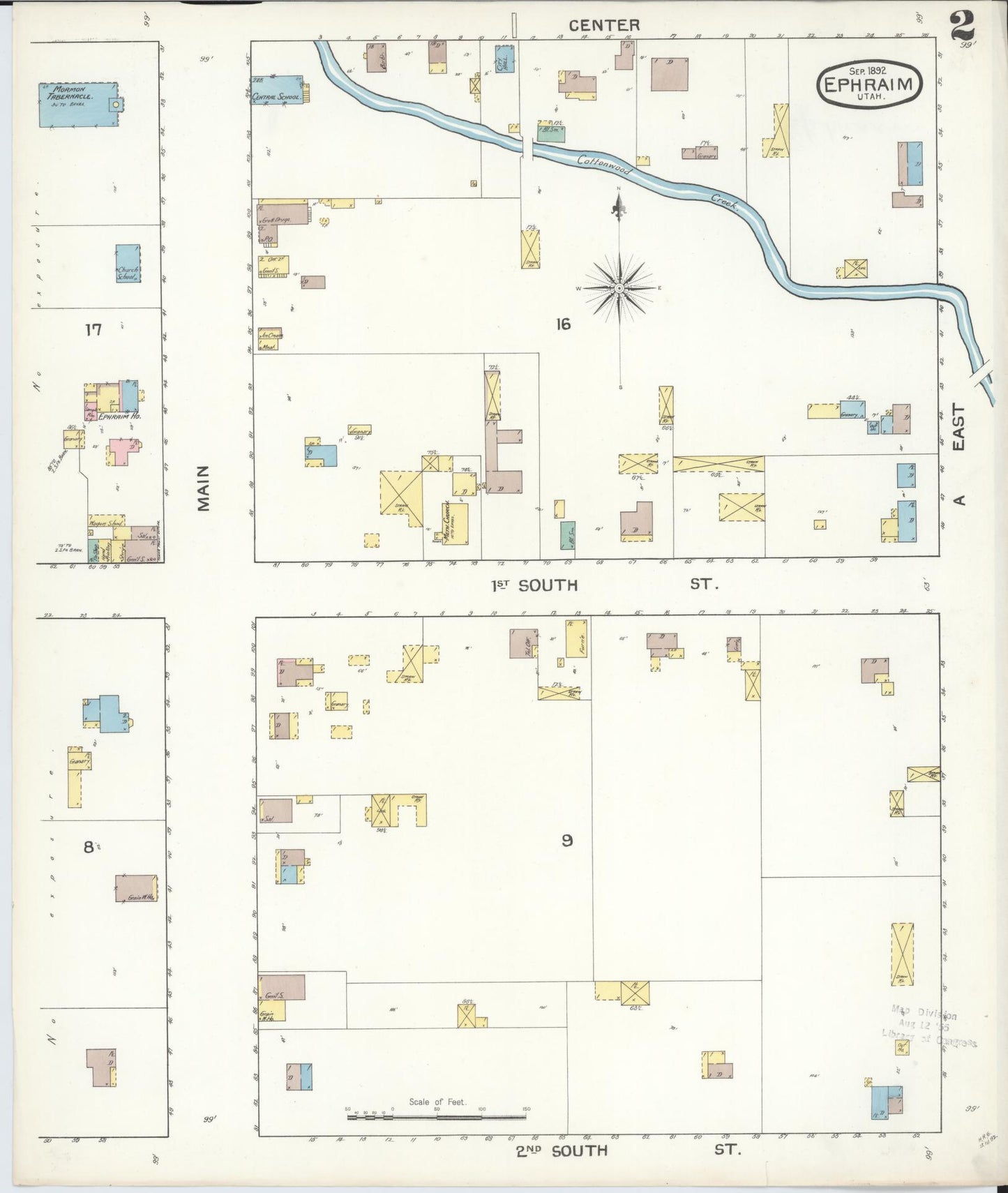 Sanborn Fire Insurance Map from Ephraim, Sanpete County, Utah (1892), Sheet #0002 - Complete Map Set gallery image, historic Sanborn map, vintage wall art, Utah Utah