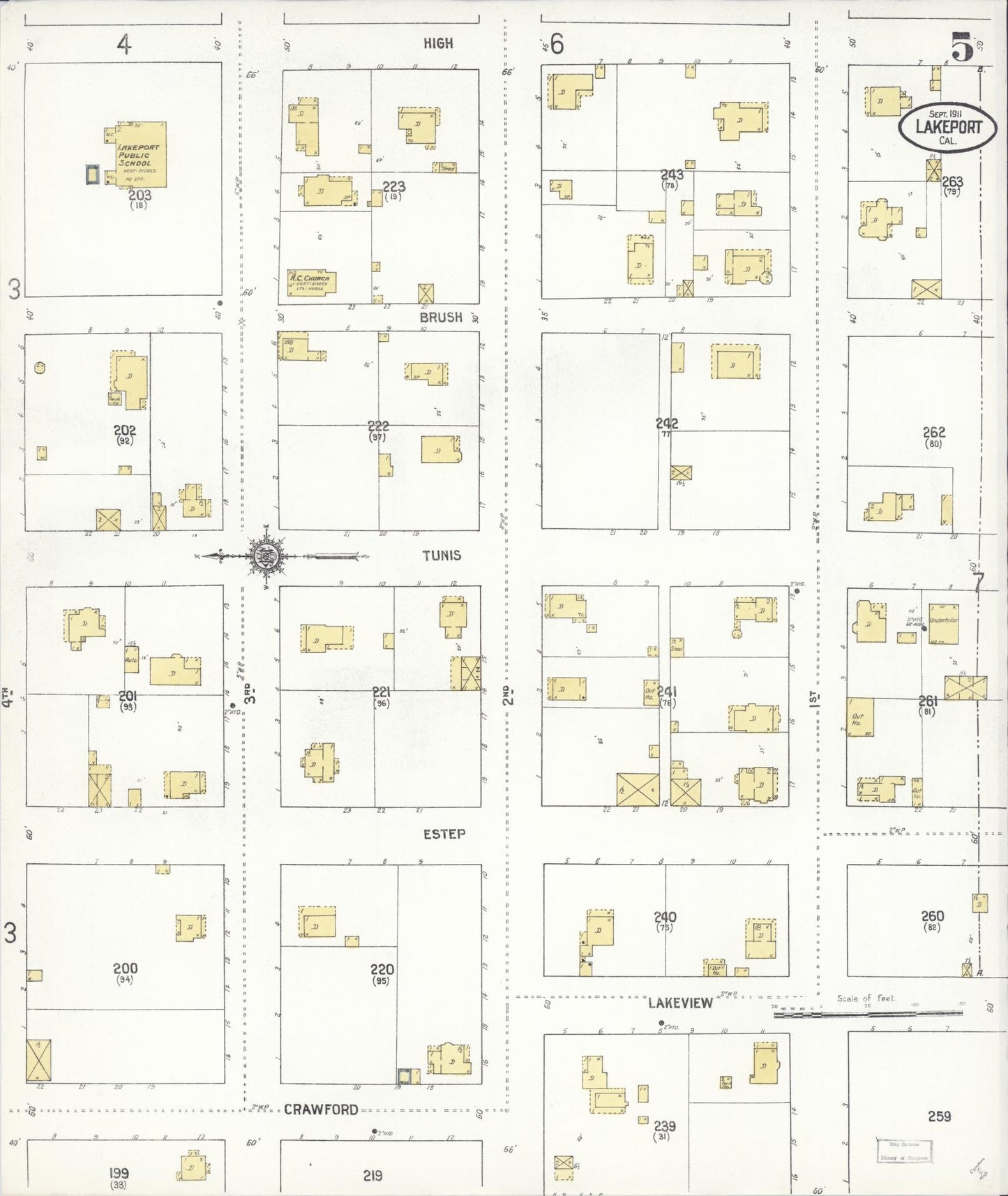Sanborn Fire Insurance Map from Lakeport, Lake County, California (1911), Sheet #0005 - Historic Sanborn Fire Insurance Map Print, vintage old map wall art, antique decor, genealogy gift, California California map
