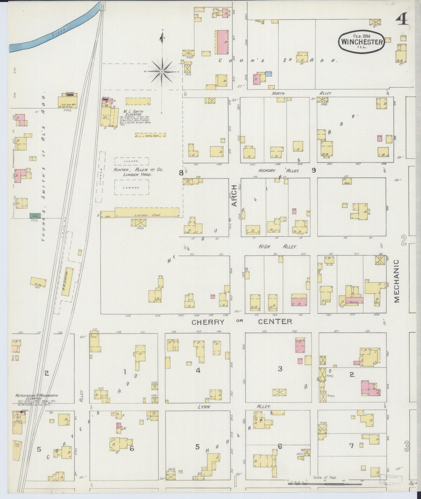 Sanborn Fire Insurance Map from Winchester, Scott County, Illinois (1894), Sheet #0004 - Complete Map Set gallery image, historic Sanborn map, vintage wall art, Illinois Illinois