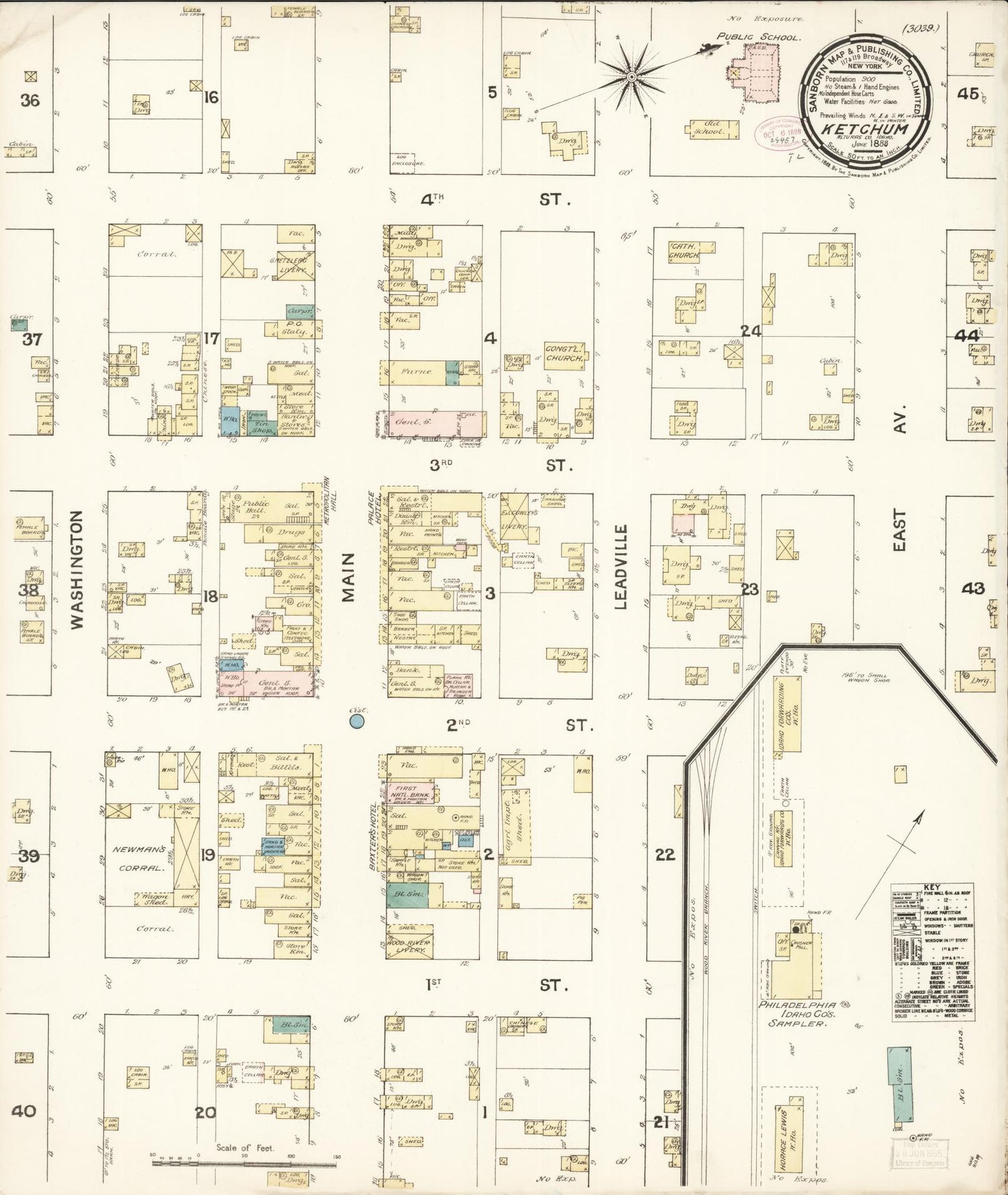Sanborn Fire Insurance Map from Ketchum, Blaine County, Idaho (1888), Sheet #0001 - Historic Sanborn Fire Insurance Map Print, vintage old map wall art, antique decor, genealogy gift, Idaho Idaho map