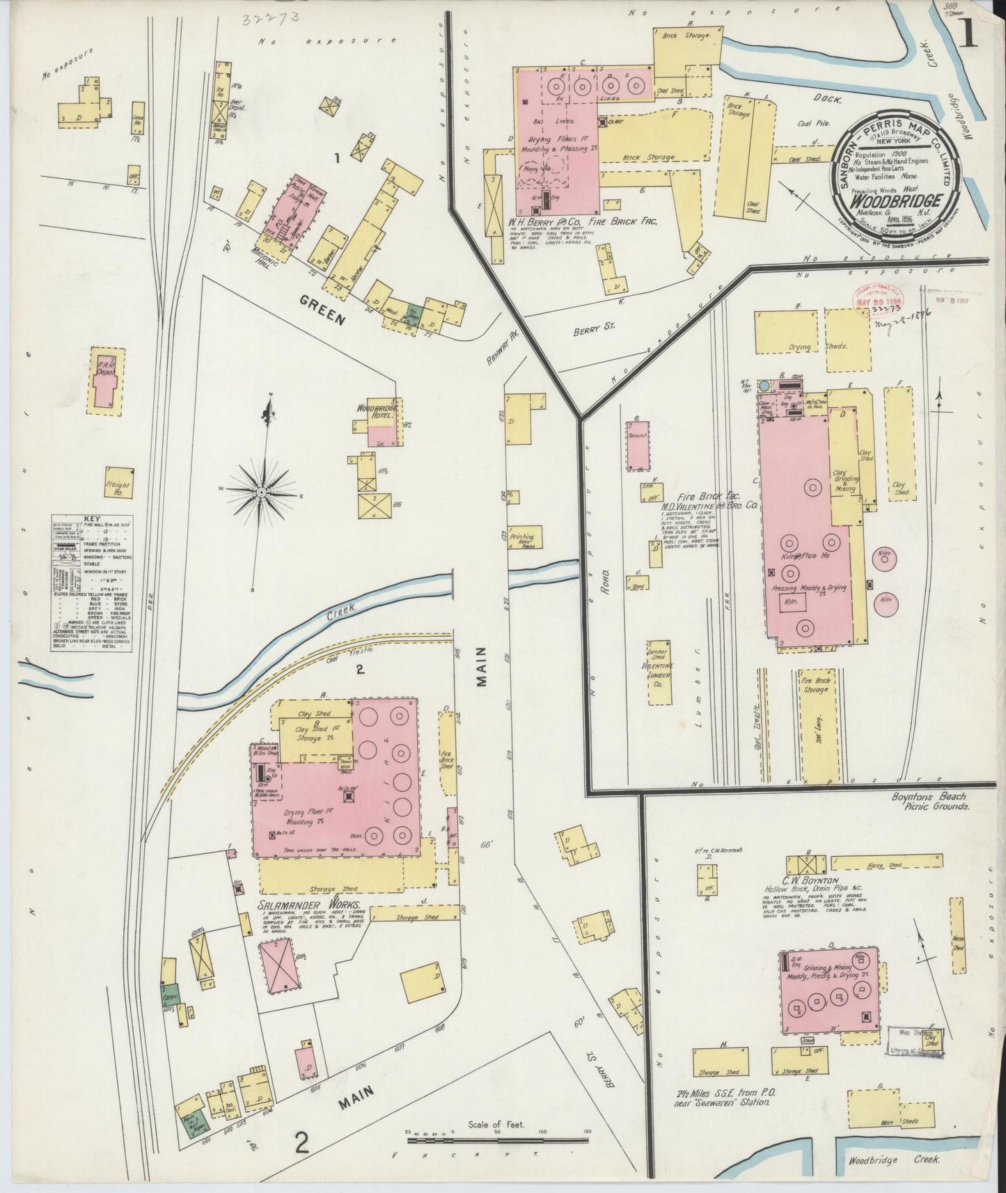 Sanborn Fire Insurance Map from Woodbridge, Middlesex County, New Jersey. (1896) – Historic Sanborn Fire Insurance Map Print