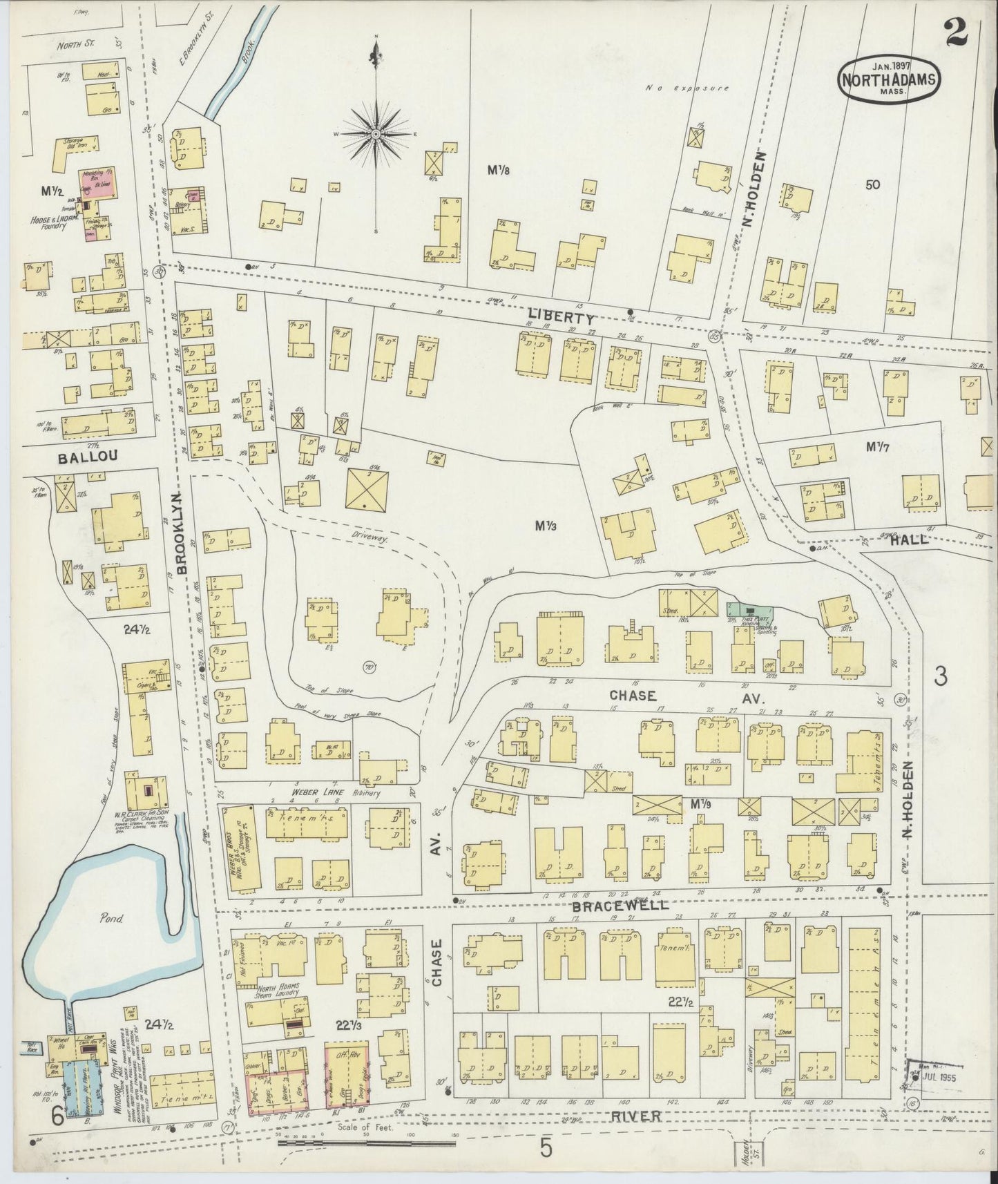 Sanborn Fire Insurance Map from North Adams, Berkshire County, Massachusetts (1897), Sheet #0002 - Historic Sanborn Fire Insurance Map Print, vintage old map wall art, antique decor, genealogy gift, Massachusetts Massachusetts map