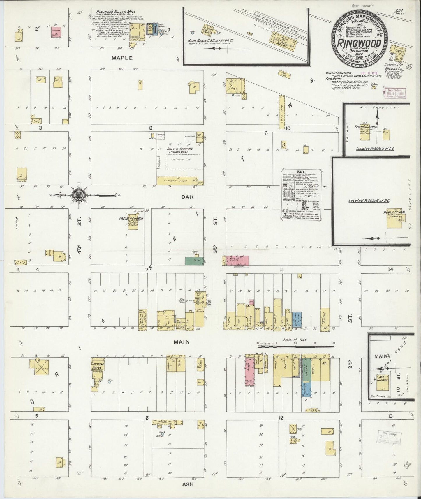 Sanborn Fire Insurance Map from Ringwood, Major County, Oklahoma (1910), Sheet #0001 - Historic Sanborn Fire Insurance Map Print, vintage old map wall art, antique decor, genealogy gift, Oklahoma Oklahoma map