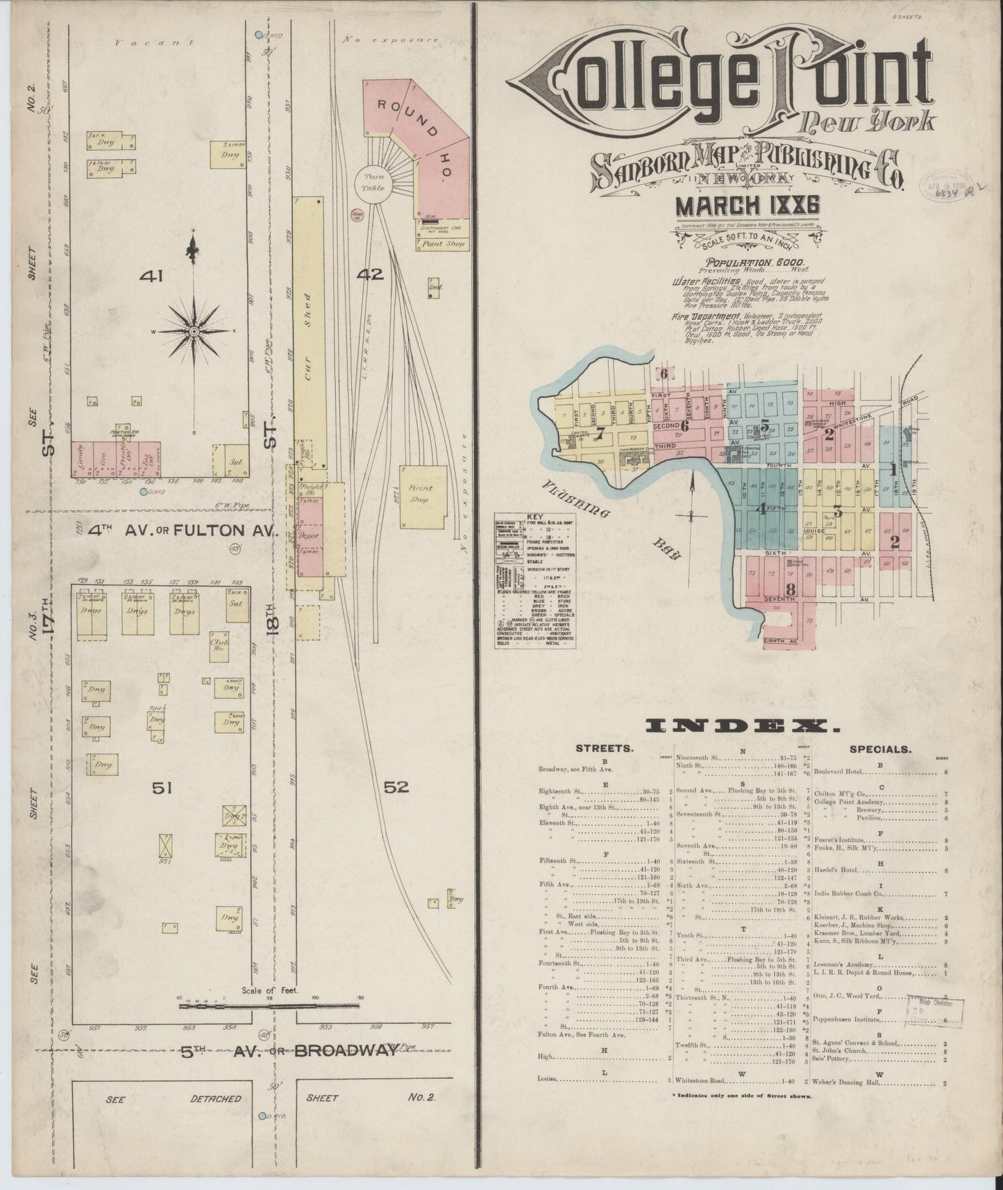 Sanborn Fire Insurance Map from College Point, Queens County, New York. (1886) – Historic Sanborn Fire Insurance Map Print