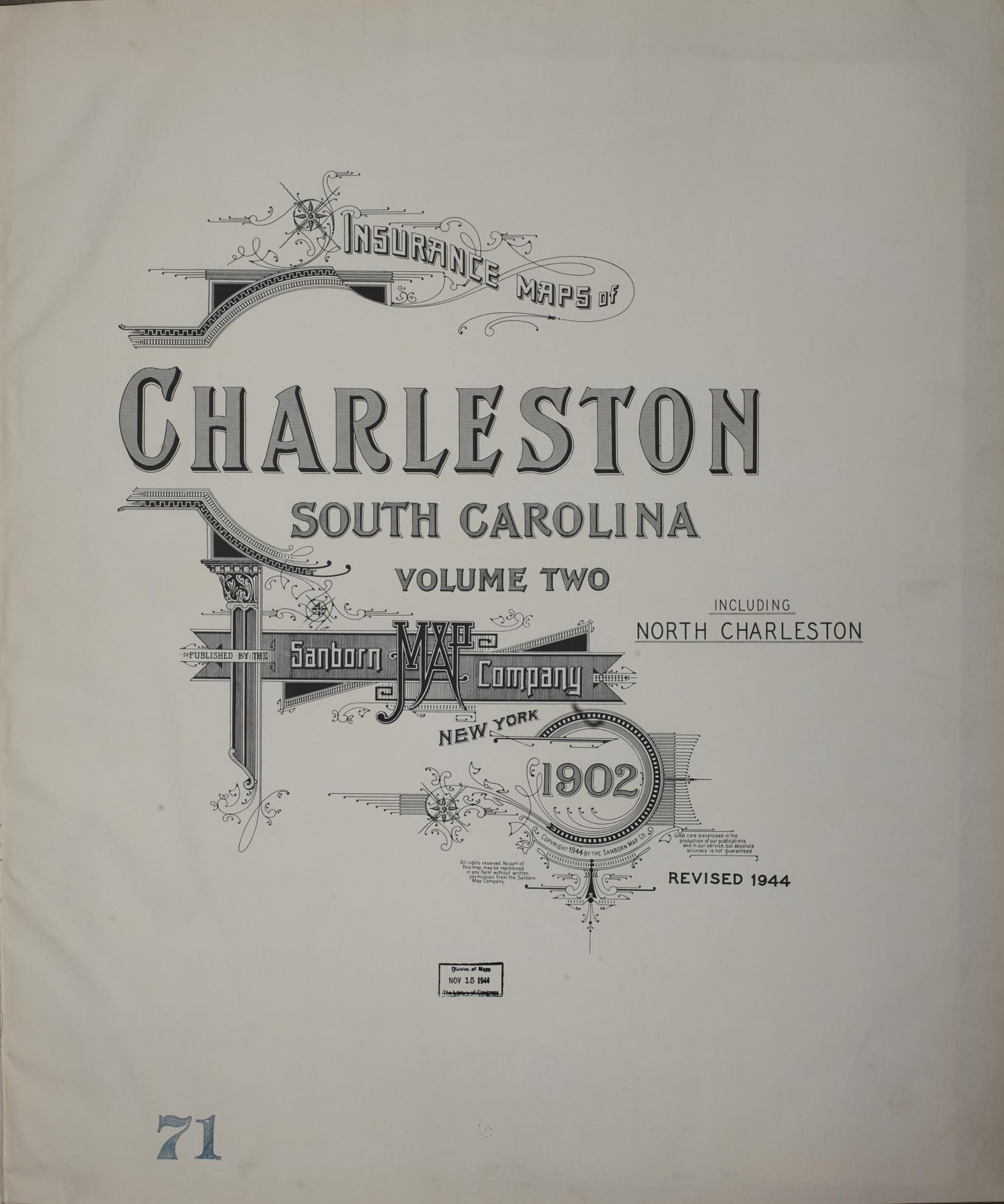 Sanborn Fire Insurance Map from Charleston, Charleston County, South Carolina (1944), Sheet #0001 - Complete Map Set gallery image, historic Sanborn map, vintage wall art, South Carolina South Carolina