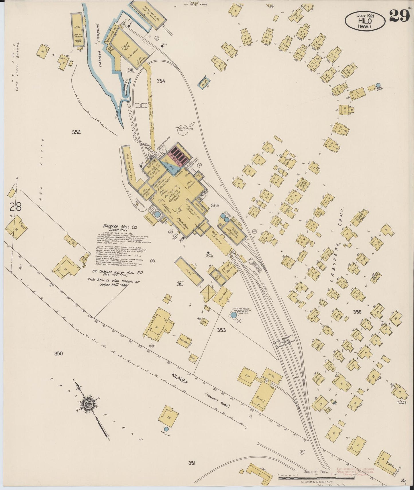 Sanborn Fire Insurance Map from Hilo, Hawaii County, Hawaii (1921), Sheet #0029 - Historic Sanborn Fire Insurance Map Print