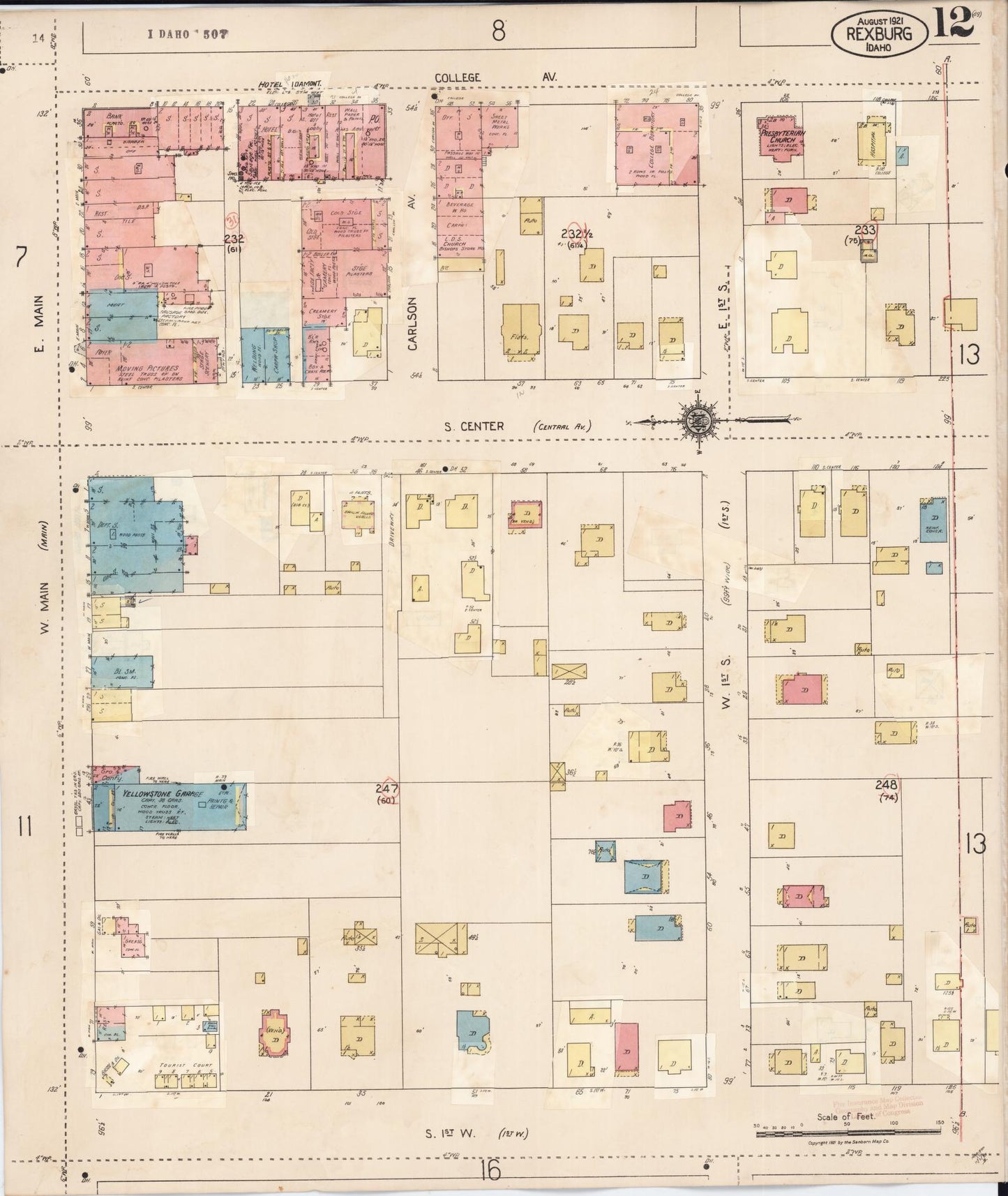 Sanborn Fire Insurance Map from Rexburg, Madison County, Idaho (1943), Sheet #0012 - Historic Sanborn Fire Insurance Map Print, vintage old map wall art, antique decor, genealogy gift, Idaho Idaho map