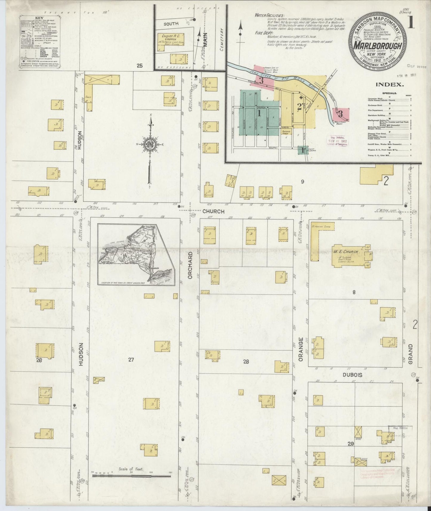 Sanborn Fire Insurance Map from Marlborough, Ulster County, New York. (1912) – Historic Sanborn Fire Insurance Map Print