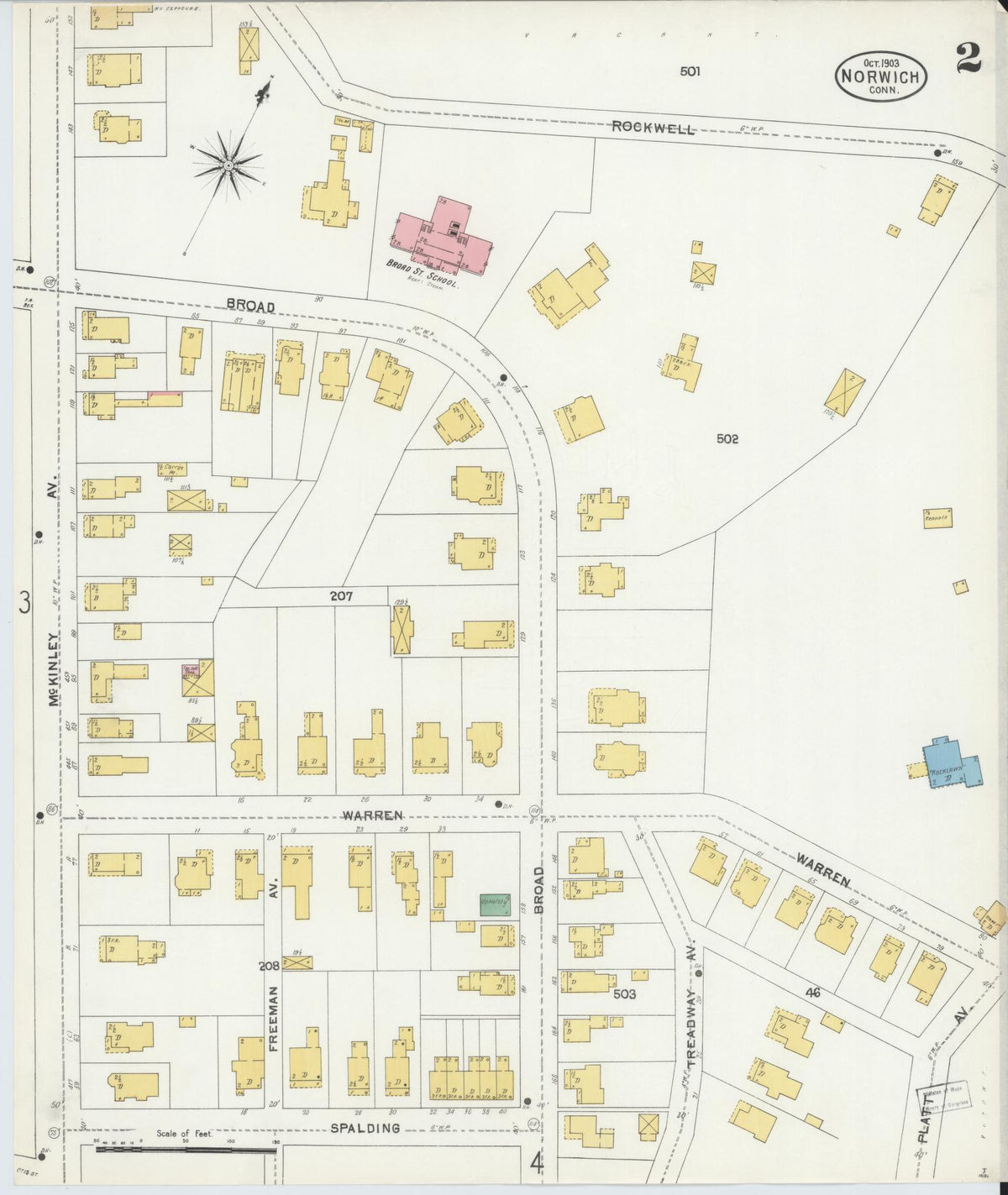 Sanborn Fire Insurance Map from Norwich, New London County, Connecticut (1903), Sheet #0002 - Historic Sanborn Fire Insurance Map Print, vintage old map wall art, antique decor, genealogy gift, Connecticut Connecticut map