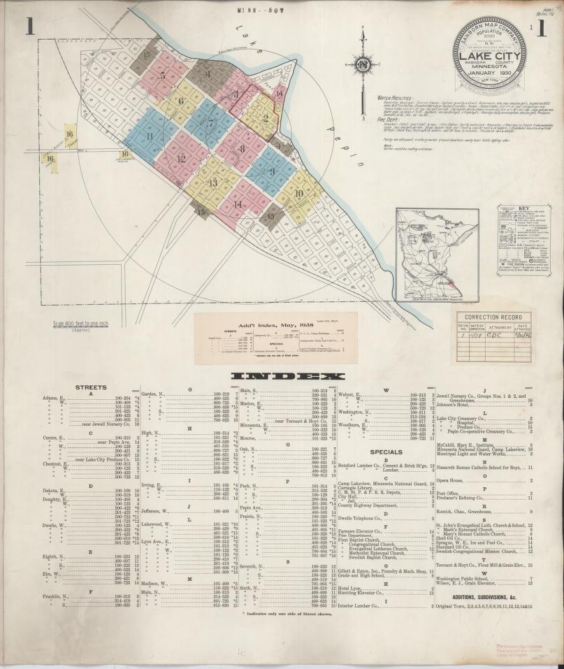Sanborn Fire Insurance Map from Lake City, Wabasha County, Minnesota. (1938) – Map View