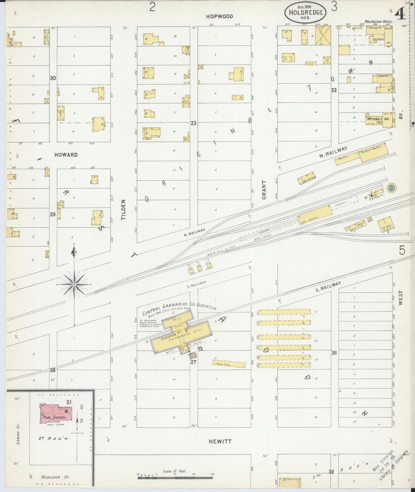 Sanborn Fire Insurance Map from Holdrege, Phelps County, Nebraska (1899), Sheet #0004 - Historic Sanborn Fire Insurance Map Print, vintage old map wall art, antique decor, genealogy gift, Nebraska Nebraska map