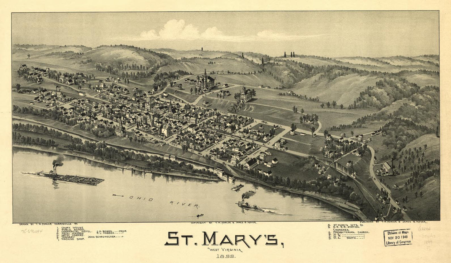 St. Mary's, West Virginia 1899. (1899) – Historic Bird’s-Eye View Panorama Print