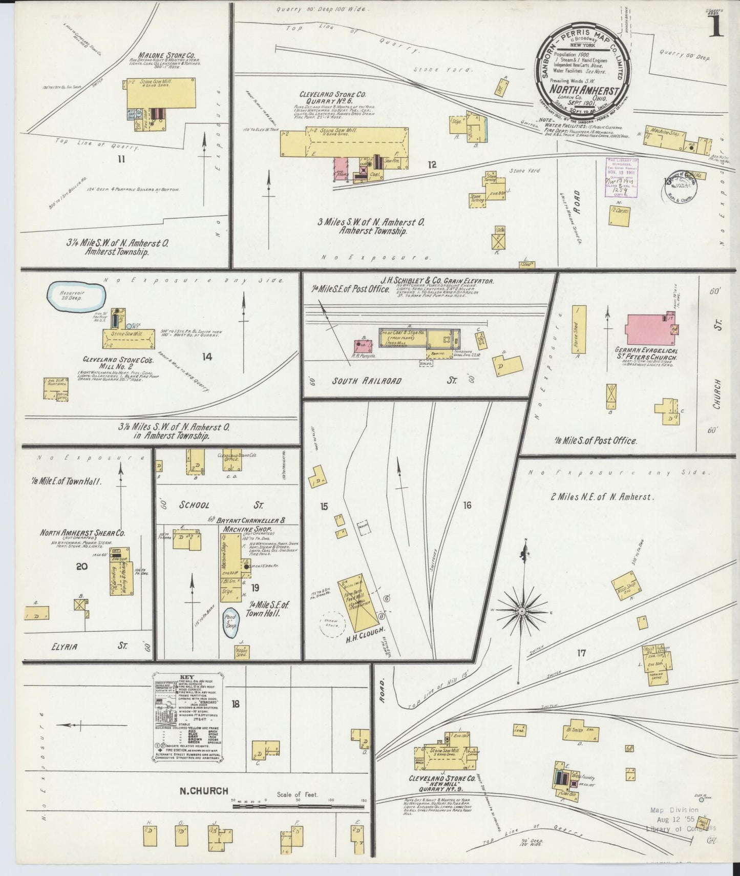 Sanborn Fire Insurance Map from North Amherst, Lorain County, Ohio (1901), Sheet #0001 - Historic Sanborn Fire Insurance Map Print, vintage old map wall art, antique decor, genealogy gift, Ohio Ohio map