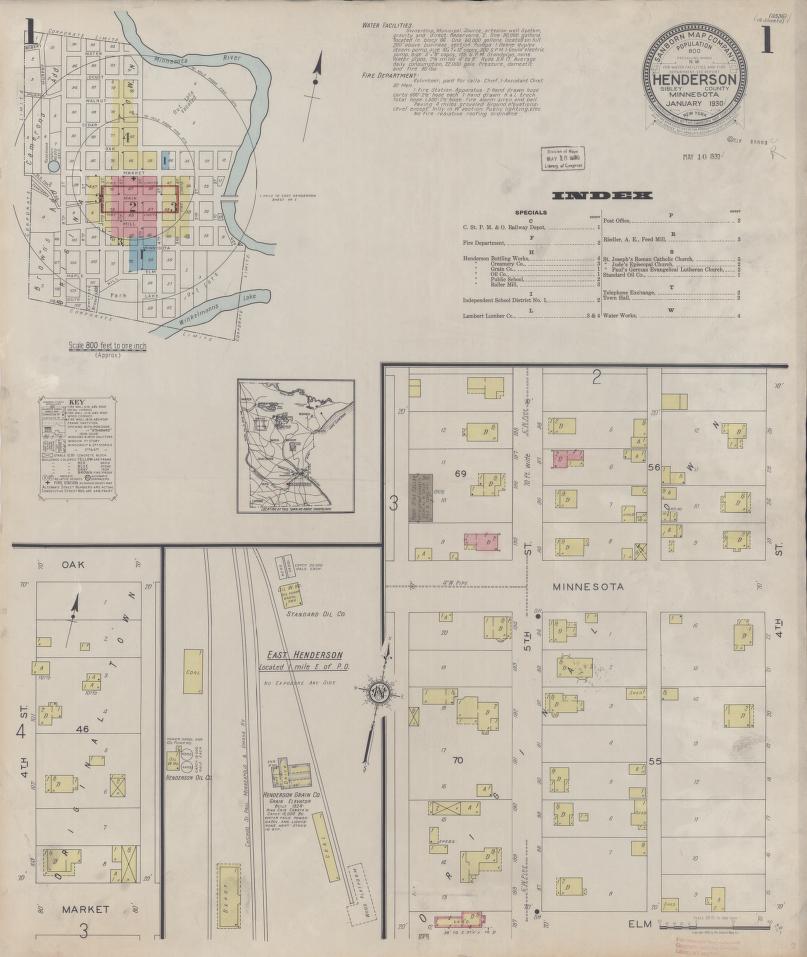 Sanborn Fire Insurance Map from Henderson, Sibley County, Minnesota. (1930) – Map View