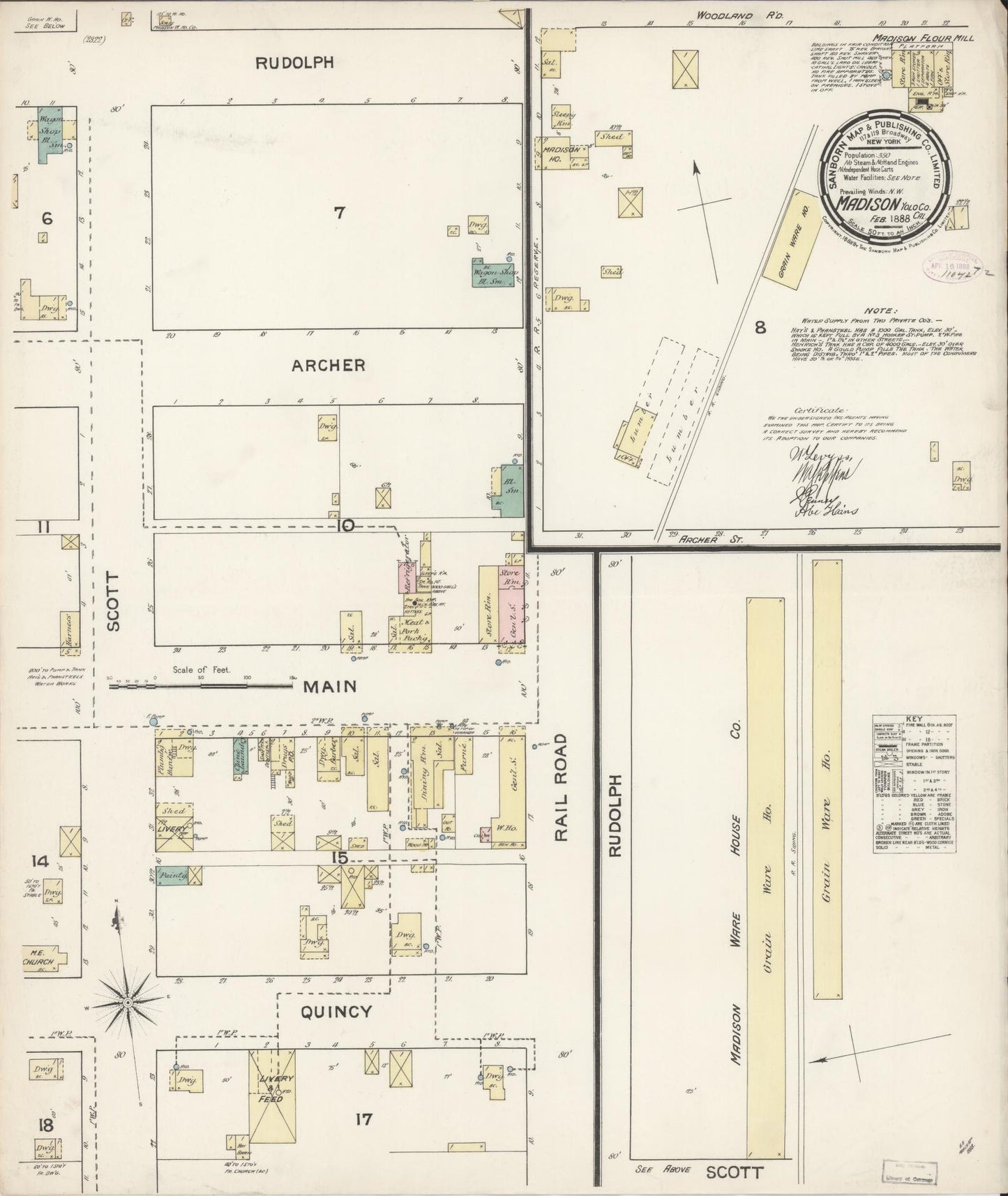Sanborn Fire Insurance Map from Madison, Yolo County, California (1888), Sheet #0001 - Historic Sanborn Fire Insurance Map Print, vintage old map wall art, antique decor, genealogy gift, California California map