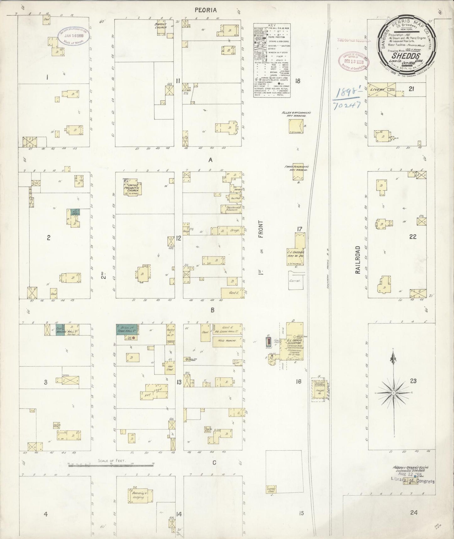 Sanborn Fire Insurance Map from Shedd, Linn County, Oregon (1898), Sheet #0001 - Historic Sanborn Fire Insurance Map Print, vintage old map wall art, antique decor, genealogy gift, Oregon Oregon map