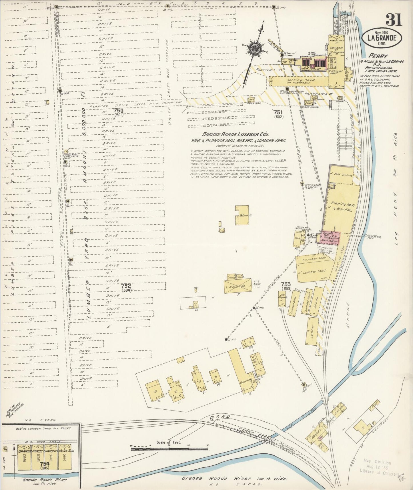 Sanborn Fire Insurance Map from La Grande, Union County, Oregon (1910), Sheet #0031 - Historic Sanborn Fire Insurance Map Print, vintage old map wall art, antique decor, genealogy gift, Oregon Oregon map