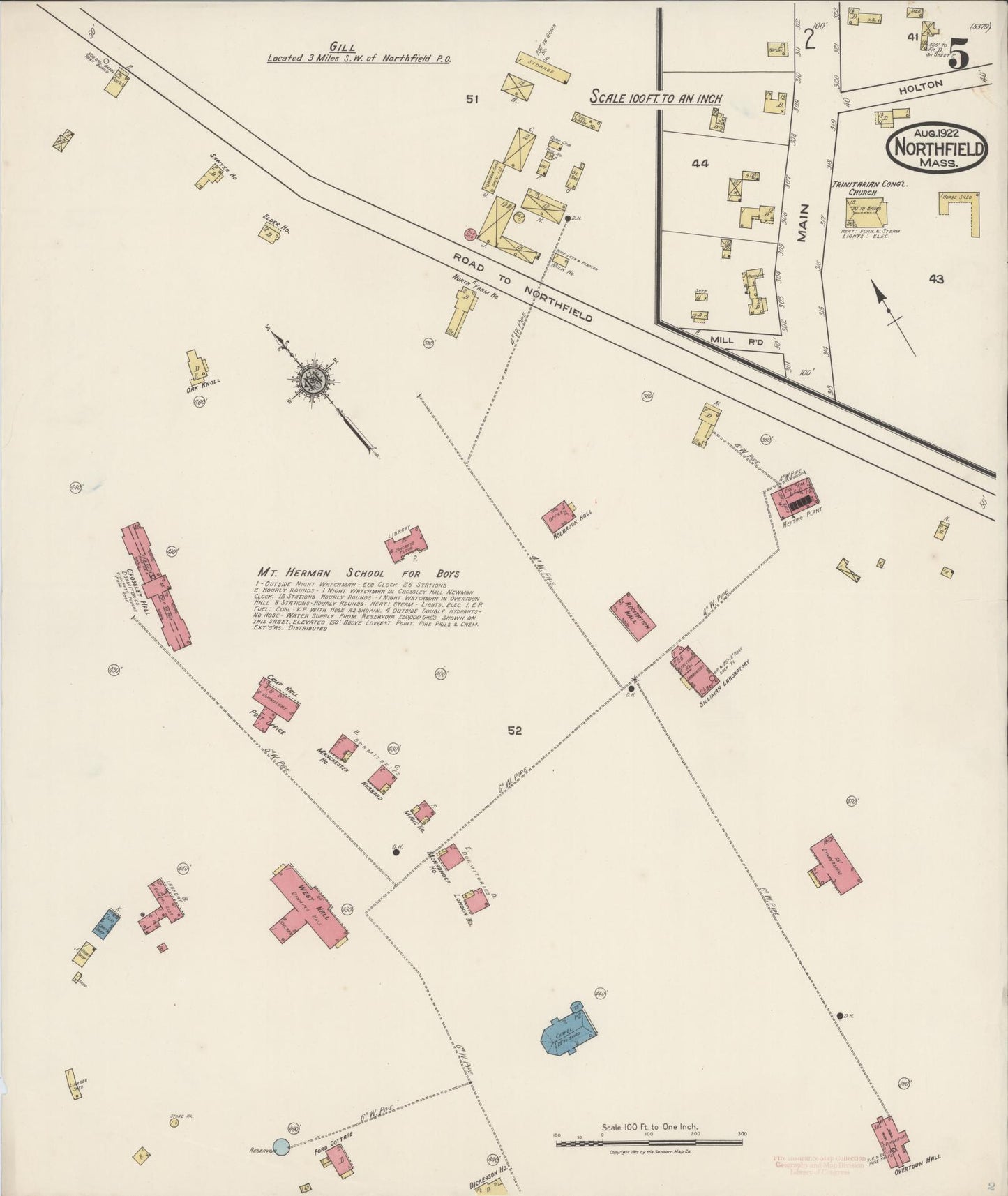 Sanborn Fire Insurance Map from Northfield, Franklin County, Massachusetts (1922), Sheet #0005 - Complete Map Set gallery image, historic Sanborn map, vintage wall art, Massachusetts Massachusetts