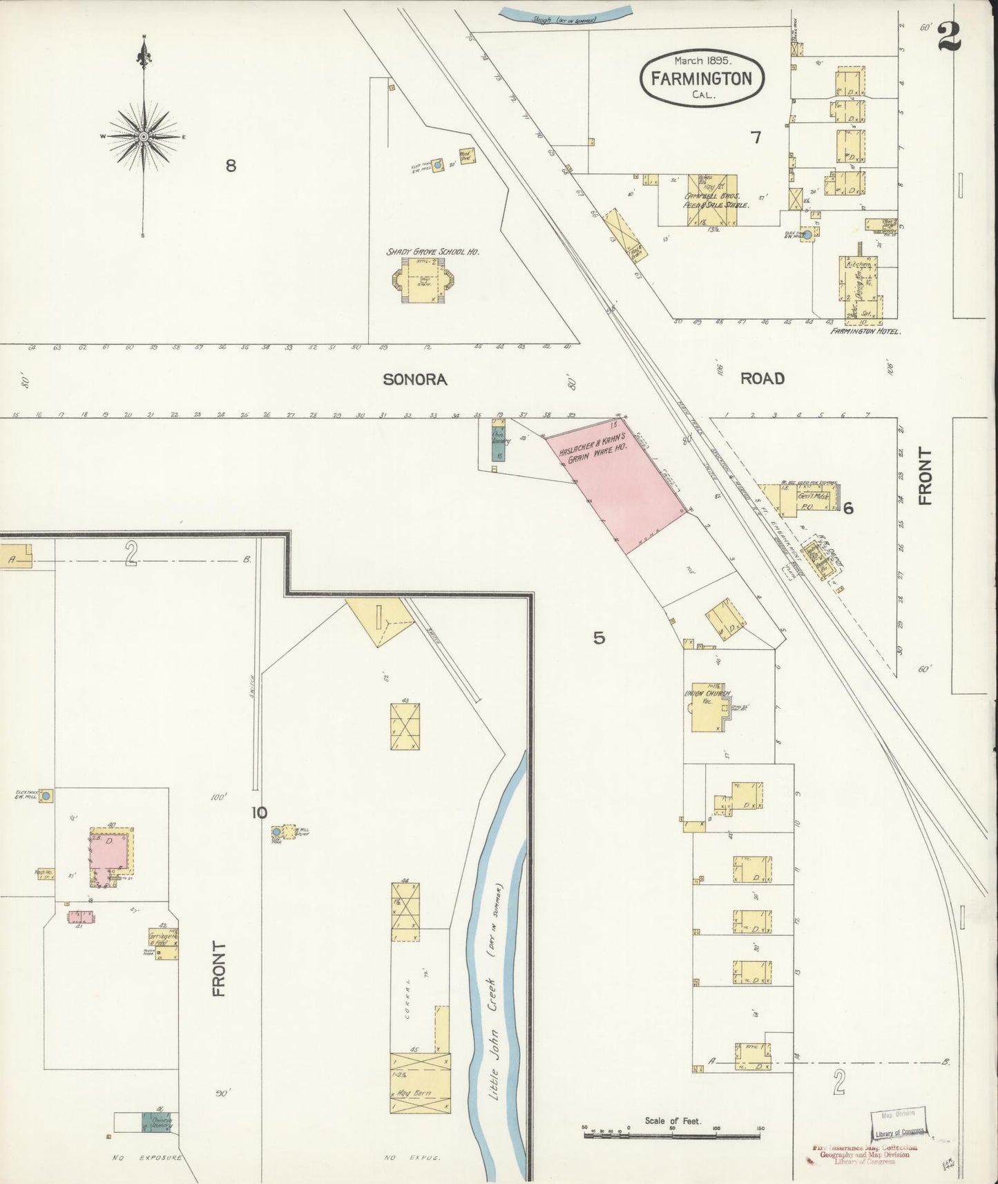 Sanborn Fire Insurance Map from Farmington, San Joaquin County, California (1895), Sheet #0002 - Historic Sanborn Fire Insurance Map Print, vintage old map wall art, antique decor, genealogy gift, California California map