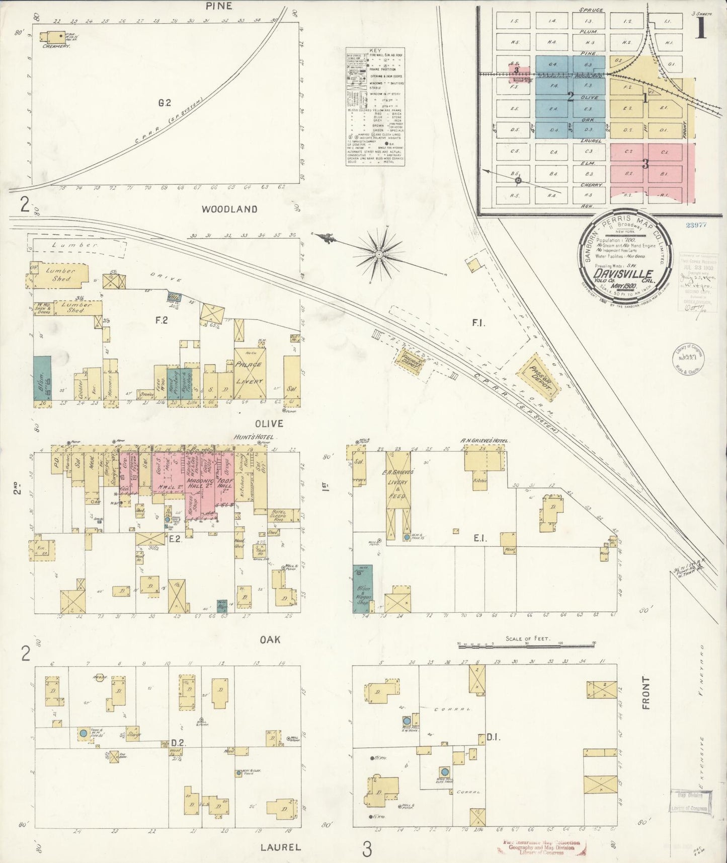 Sanborn Fire Insurance Map from Davis, Yolo County, California. (1900) – Historic Sanborn Fire Insurance Map Print