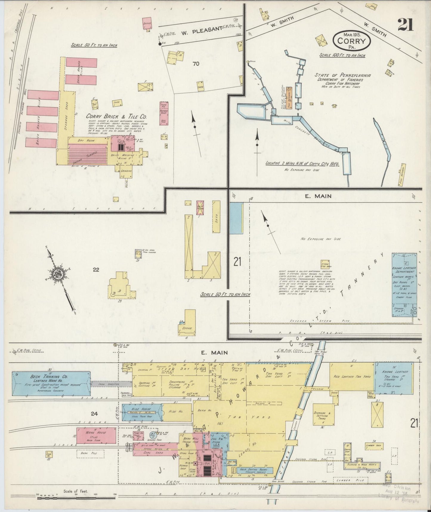 Sanborn Fire Insurance Map from Corry, Erie County, Pennsylvania (1915), Sheet #0021 - Historic Sanborn Fire Insurance Map Print, vintage old map wall art, antique decor, genealogy gift, Pennsylvania Pennsylvania map