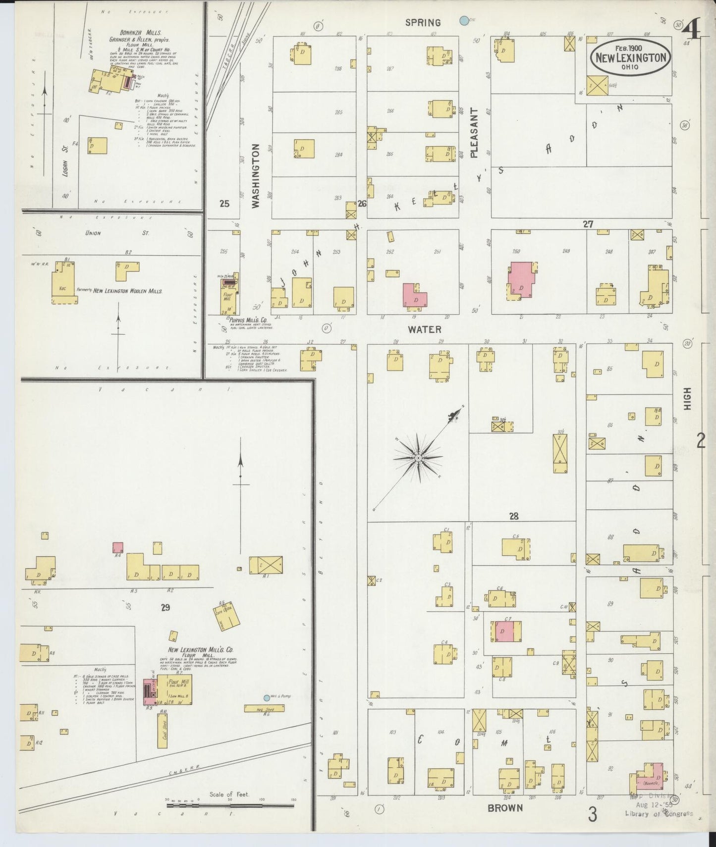 Sanborn Fire Insurance Map from New Lexington, Perry County, Ohio (1900), Sheet #0004 - Complete Map Set gallery image, historic Sanborn map, vintage wall art, Ohio Ohio
