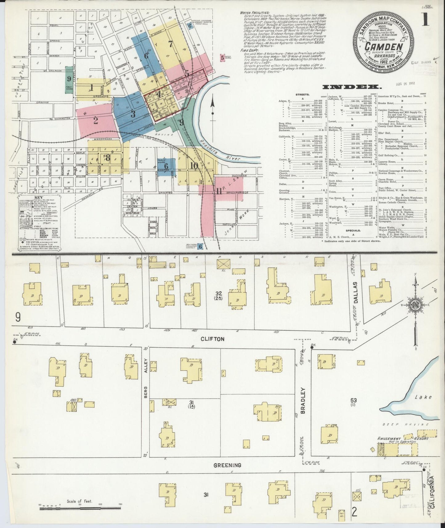 Sanborn Fire Insurance Map from Camden, Ouachita County, Arkansas. (1912) – Historic Sanborn Fire Insurance Map Print