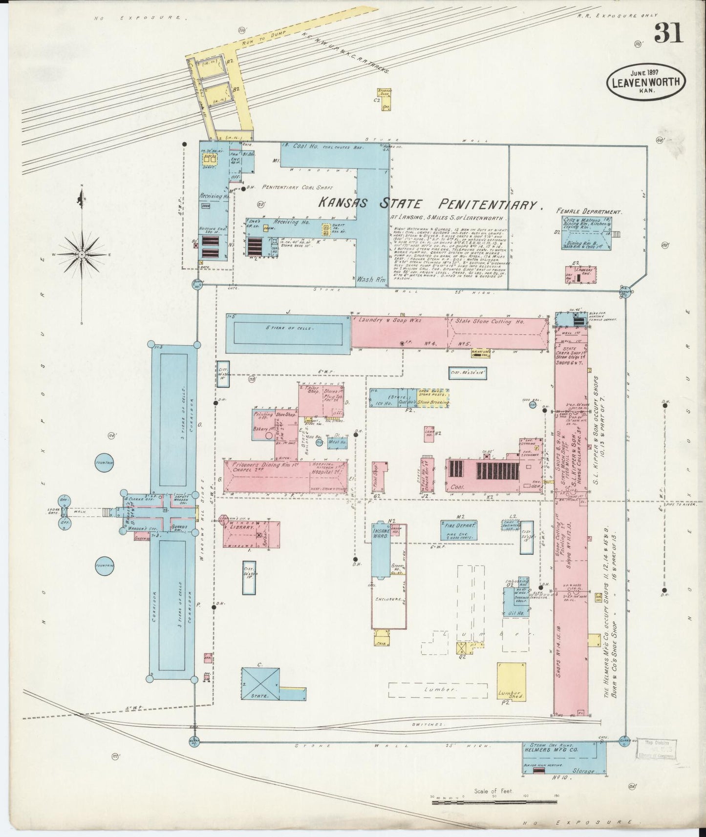 Sanborn Fire Insurance Map from Leavenworth, Leavenworth County, Kansas (1897), Sheet #0032 - Complete Map Set gallery image, historic Sanborn map, vintage wall art, Kansas Kansas