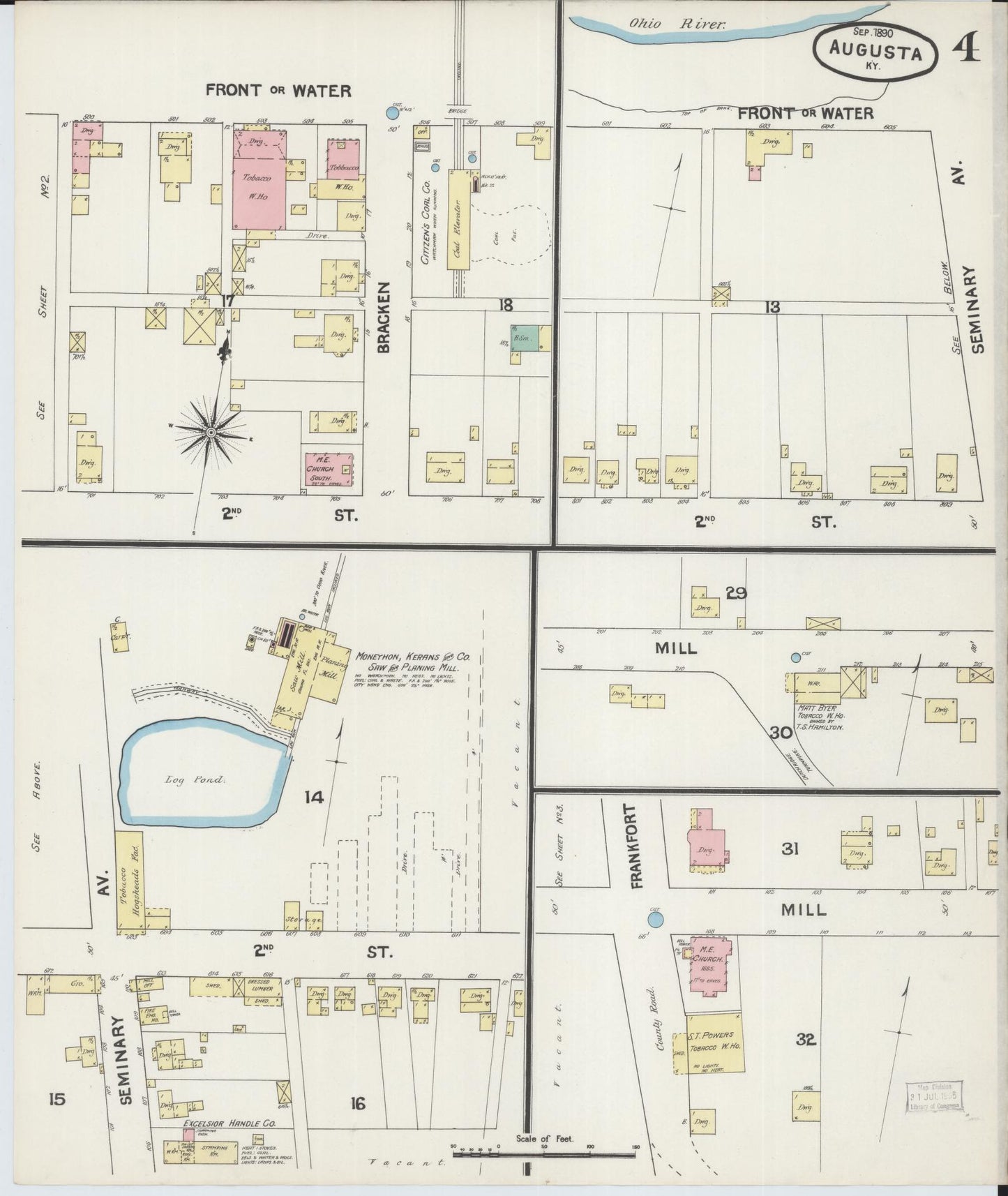 Sanborn Fire Insurance Map from Augusta, Bracken County, Kentucky (1890), Sheet #0004 - Complete Map Set gallery image, historic Sanborn map, vintage wall art, Kentucky Kentucky