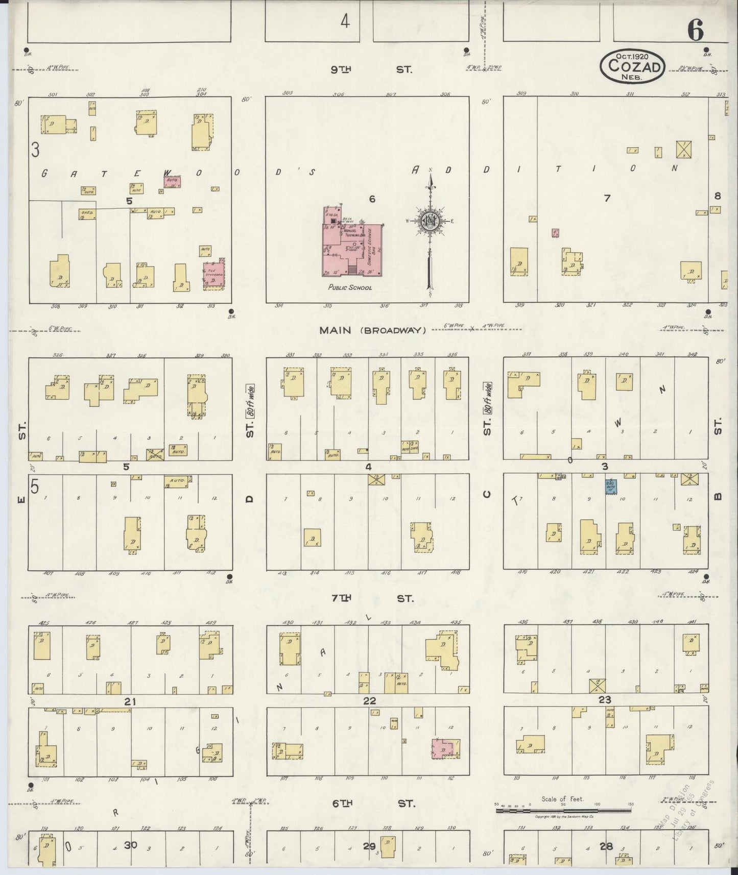 Sanborn Fire Insurance Map from Cozad, Dawson County, Nebraska (1920), Sheet #0006 - Complete Map Set gallery image, historic Sanborn map, vintage wall art, Nebraska Nebraska