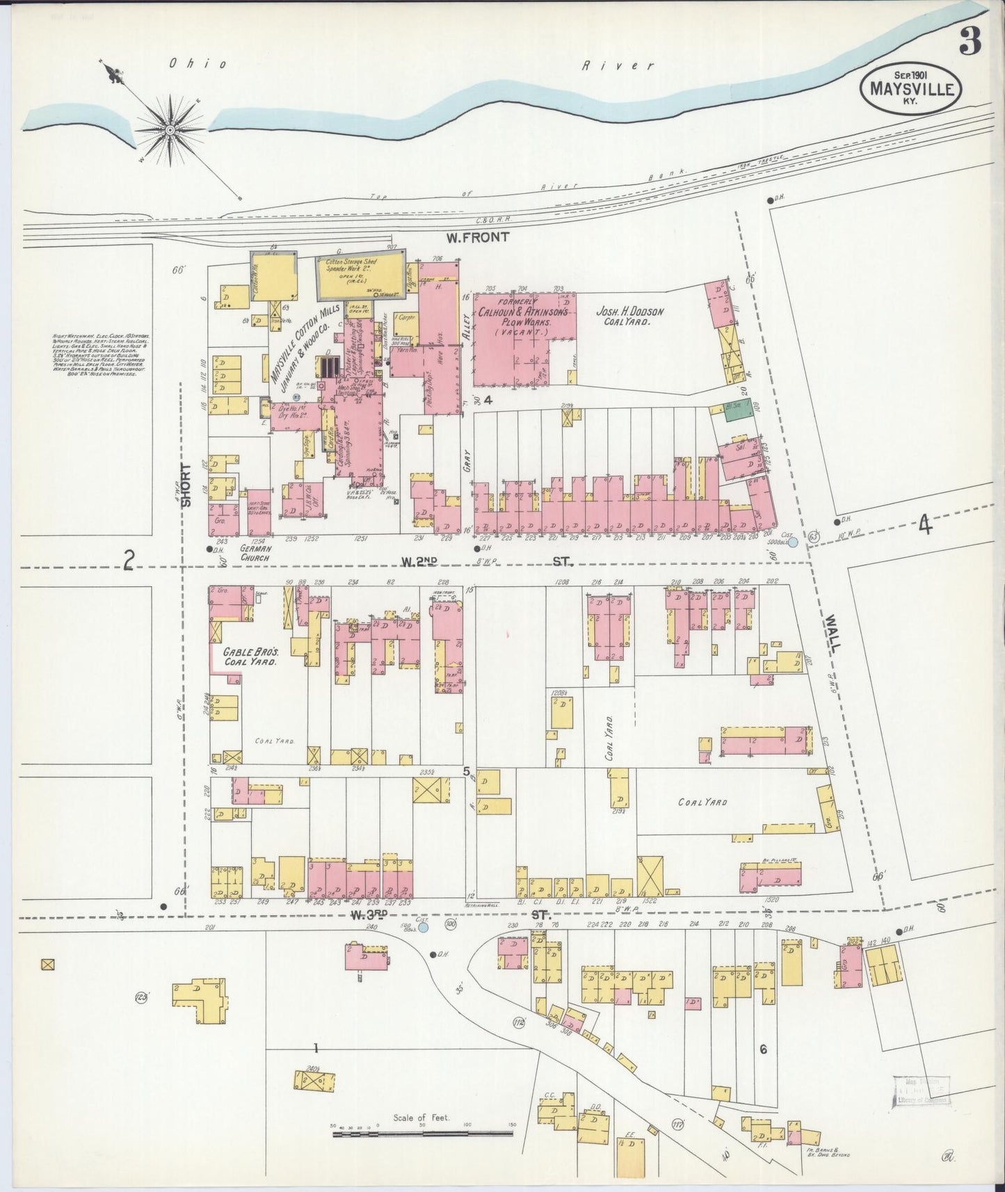 Sanborn Fire Insurance Map from Maysville, Mason County, Kentucky (1901), Sheet #0003 - Historic Sanborn Fire Insurance Map Print, vintage old map wall art, antique decor, genealogy gift, Kentucky Kentucky map