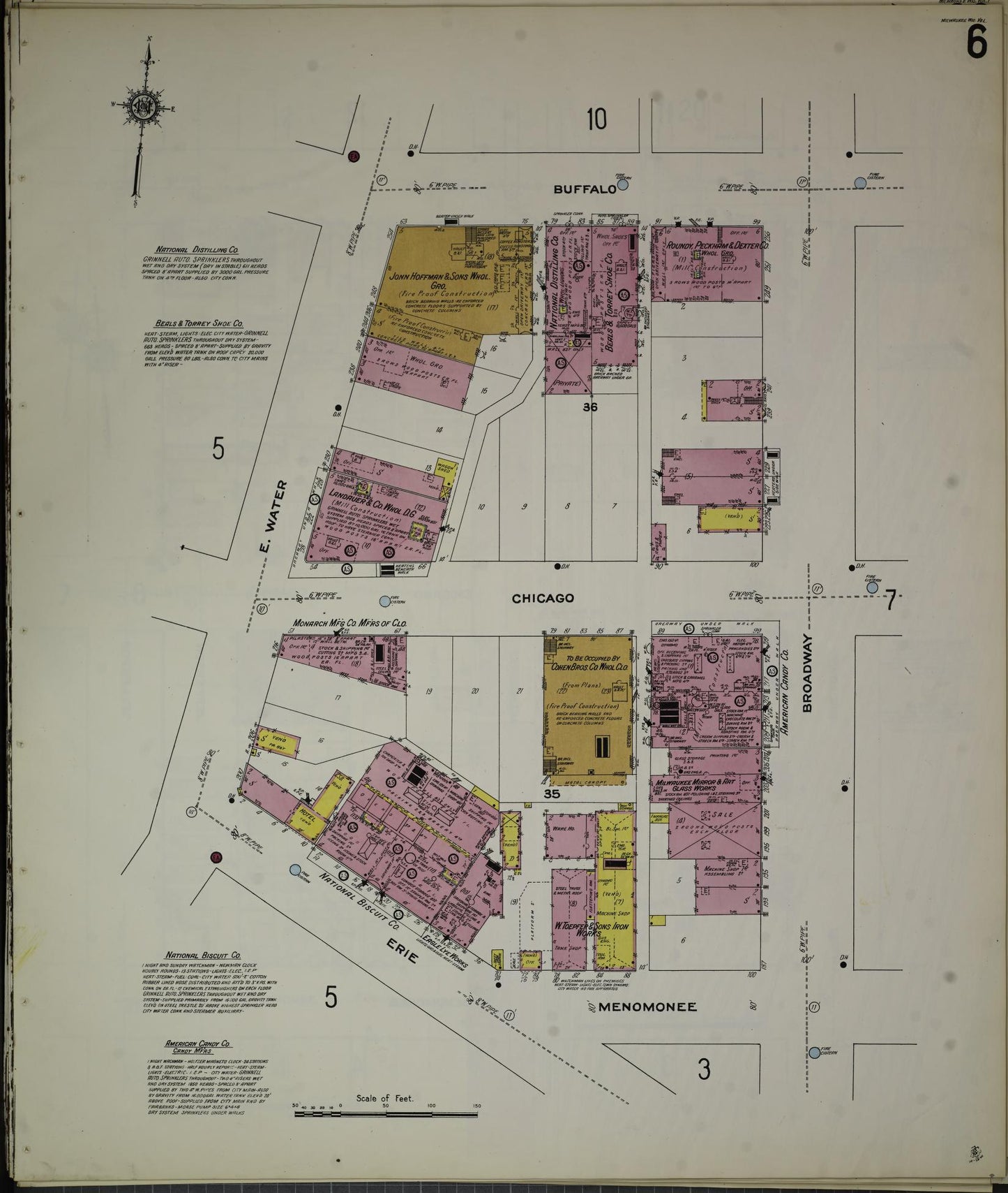 Sanborn Fire Insurance Map from Milwaukee, Milwaukee County, Wisconsin (1910), Sheet #0006 - Historic Sanborn Fire Insurance Map Print, vintage old map wall art, antique decor, genealogy gift, Wisconsin Wisconsin map