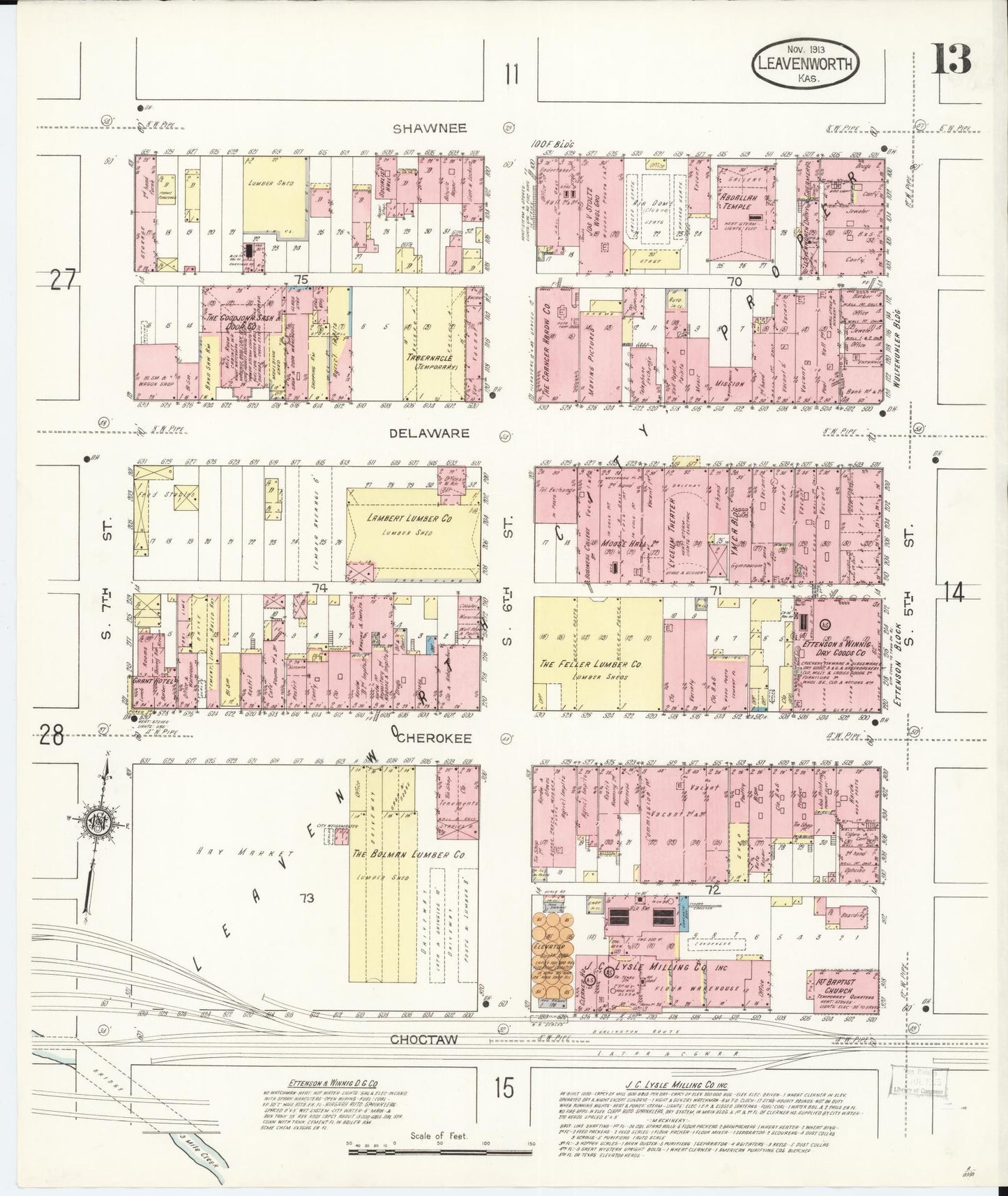 Sanborn Fire Insurance Map from Leavenworth, Leavenworth County, Kansas (1913), Sheet #0014 - Historic Sanborn Fire Insurance Map Print, vintage old map wall art, antique decor, genealogy gift, Kansas Kansas map