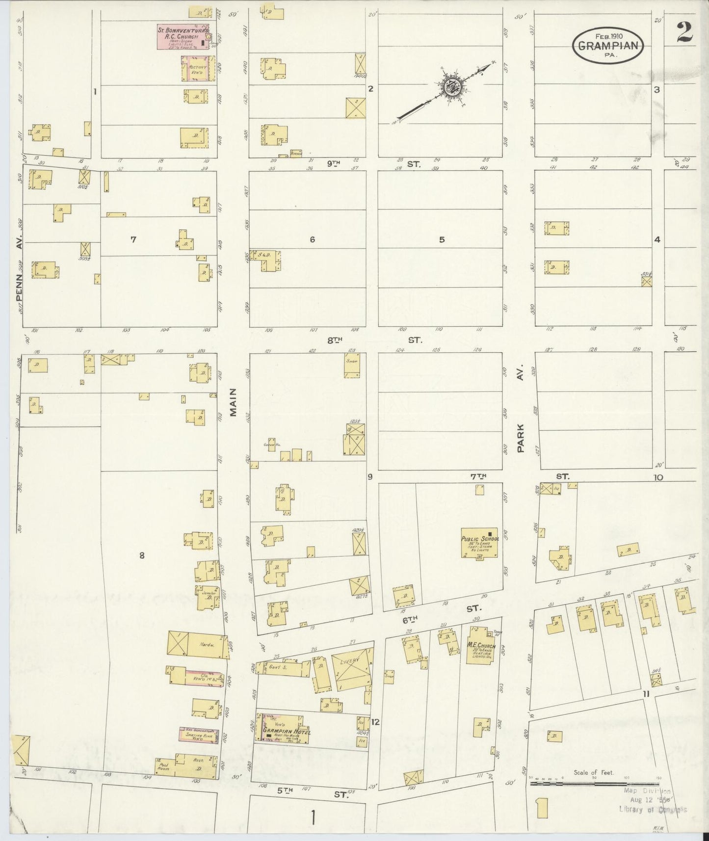 Sanborn Fire Insurance Map from Grampian, Clearfield County, Pennsylvania (1910), Sheet #0002 - Historic Sanborn Fire Insurance Map Print, vintage old map wall art, antique decor, genealogy gift, Pennsylvania Pennsylvania map