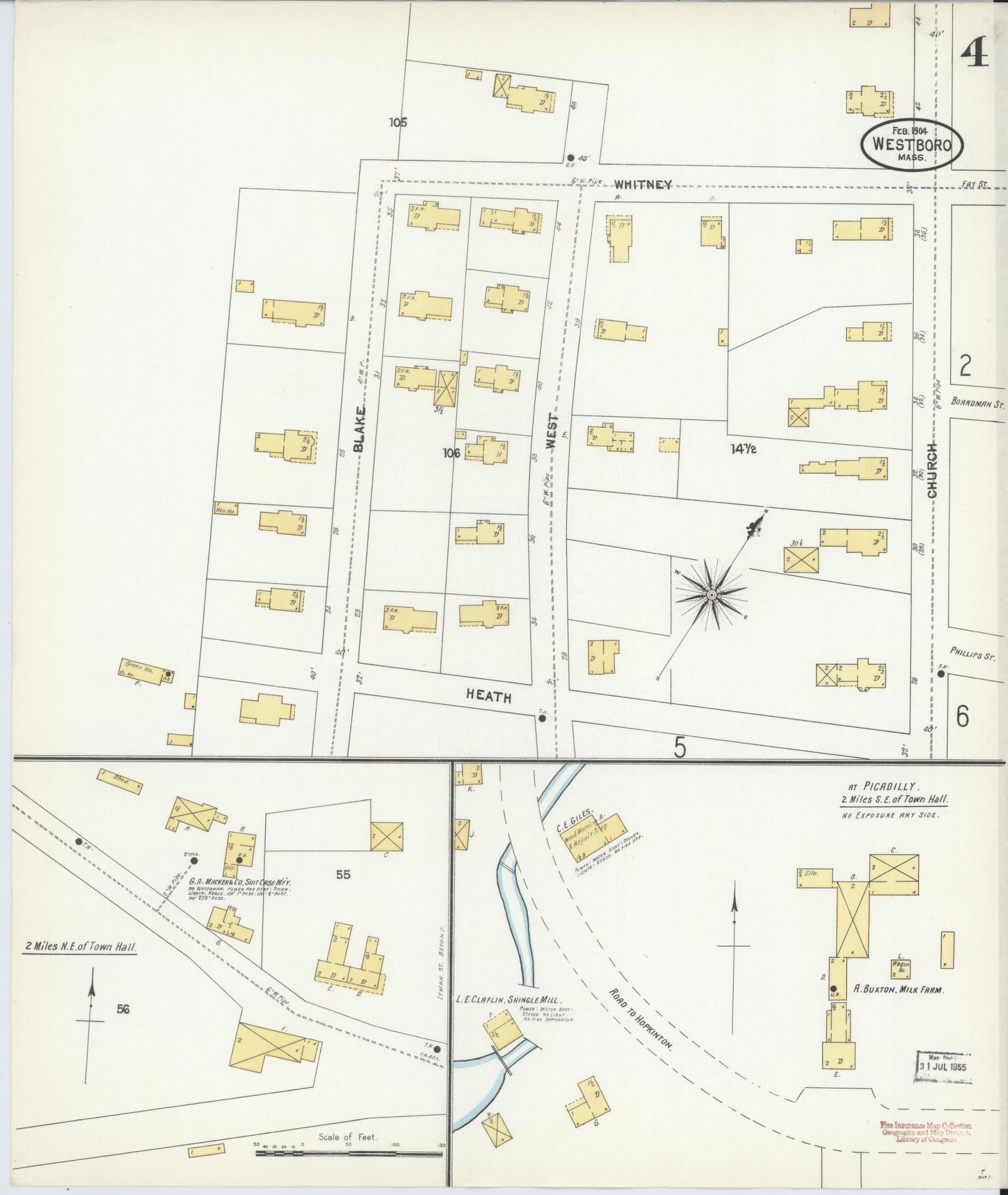 Sanborn Fire Insurance Map from Westboro, Worcester County, Massachusetts (1904), Sheet #0004