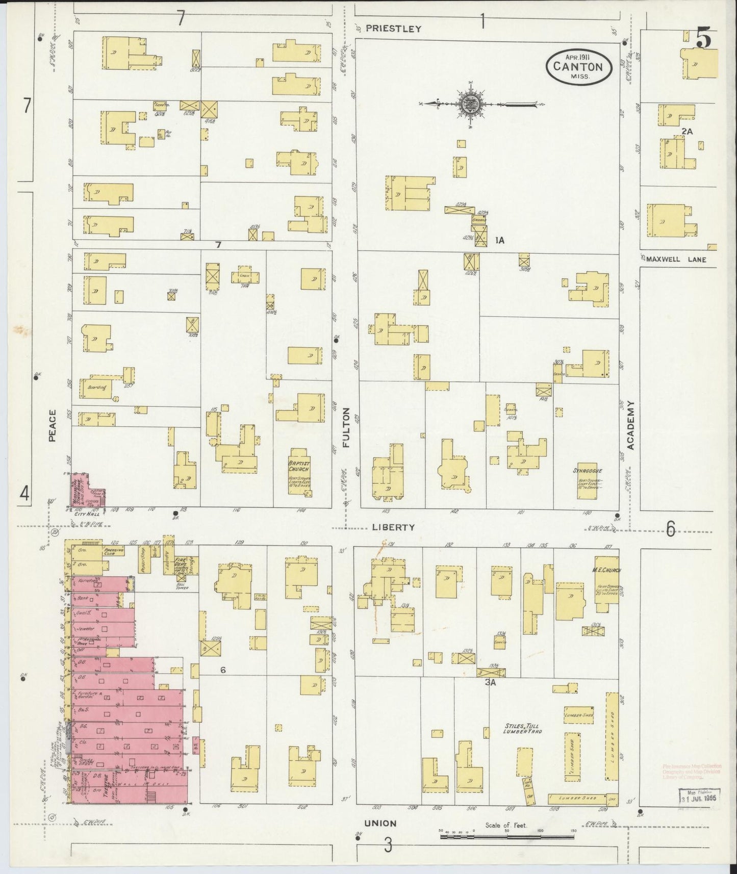 Sanborn Fire Insurance Map from Canton, Madison County, Mississippi (1911), Sheet #0005 - Historic Sanborn Fire Insurance Map Print, vintage old map wall art, antique decor, genealogy gift, Mississippi Mississippi map
