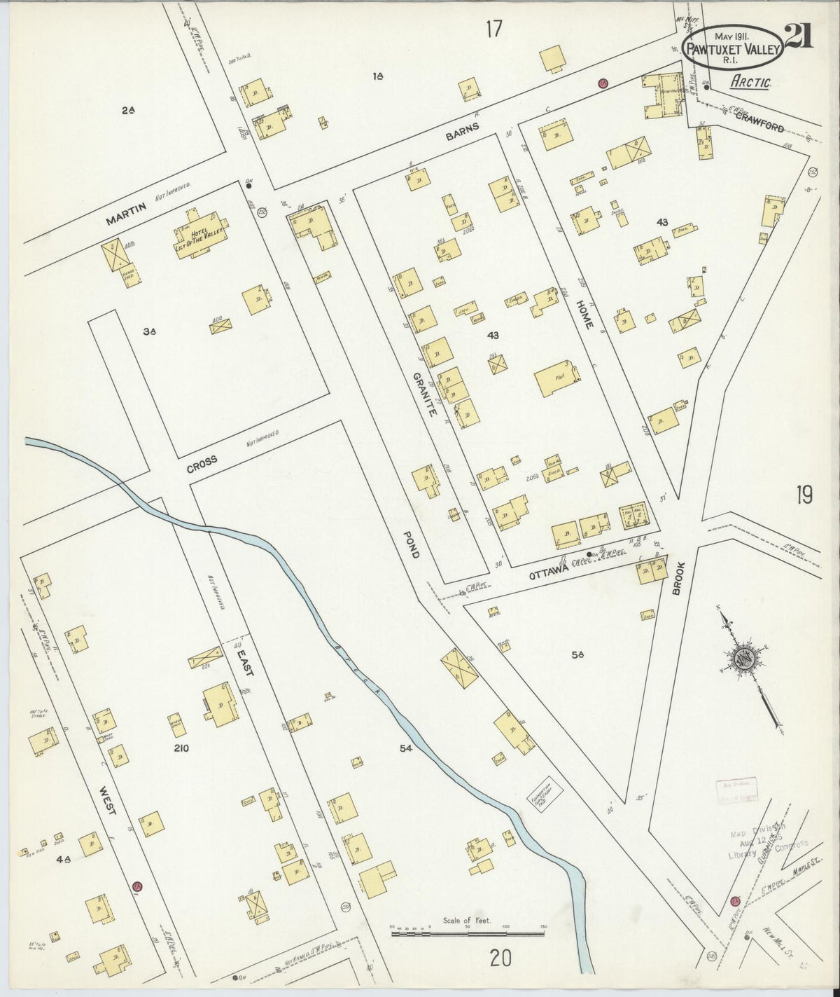 Sanborn Fire Insurance Map from Pawtuxet Valley, Kent and Providence Counties, Rhode Island (1911), Sheet #0021 - Historic Sanborn Fire Insurance Map Print, vintage old map wall art, antique decor, genealogy gift, Washington Washington map