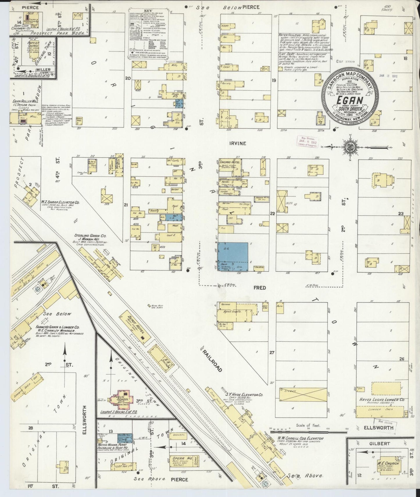 Sanborn Fire Insurance Map from Egan, Moody County, South Dakota (1911), Sheet #0001 - Historic Sanborn Fire Insurance Map Print, vintage old map wall art, antique decor, genealogy gift, South Dakota South Dakota map