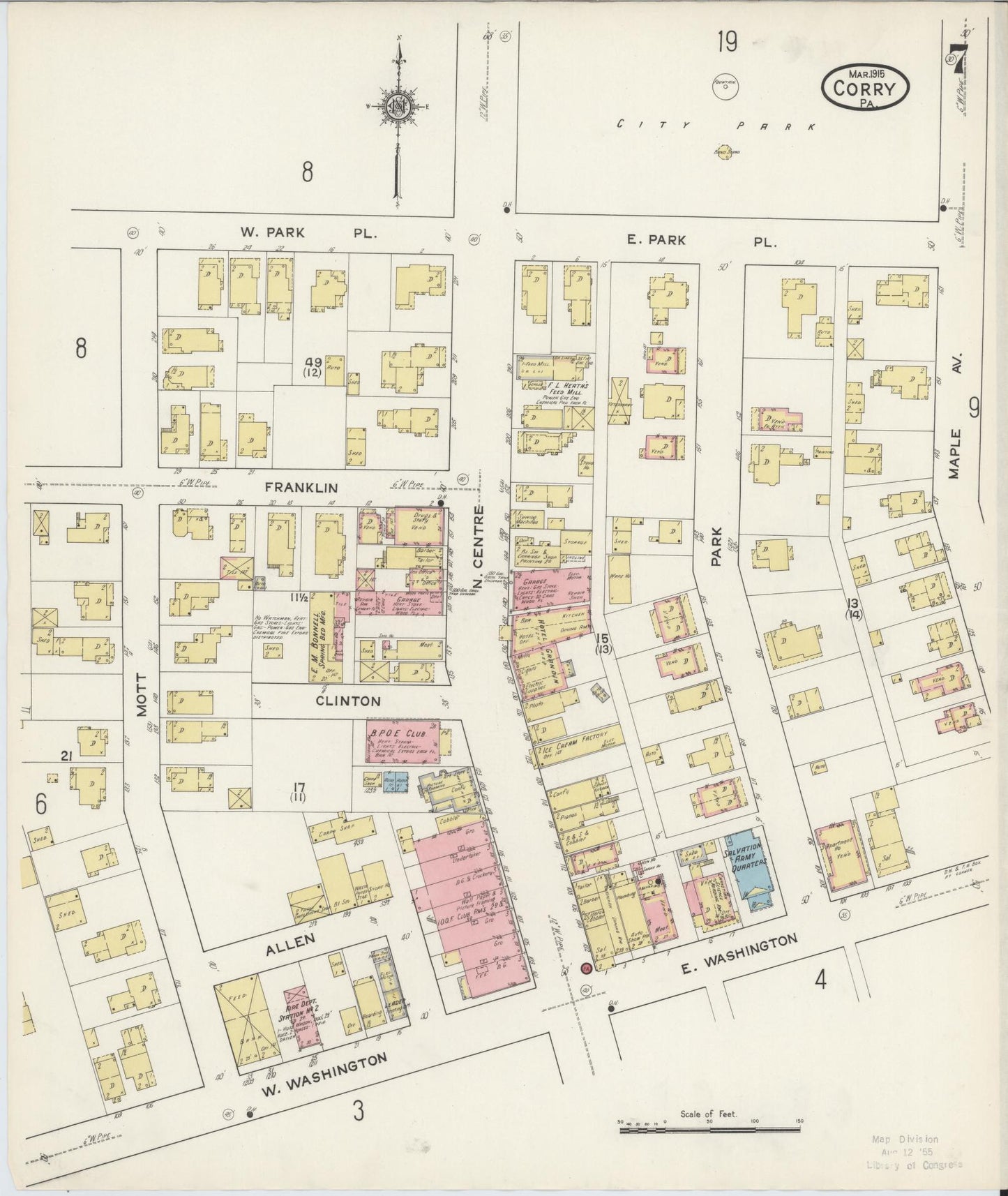 Sanborn Fire Insurance Map from Corry, Erie County, Pennsylvania (1915), Sheet #0007 - Historic Sanborn Fire Insurance Map Print, vintage old map wall art, antique decor, genealogy gift, Pennsylvania Pennsylvania map