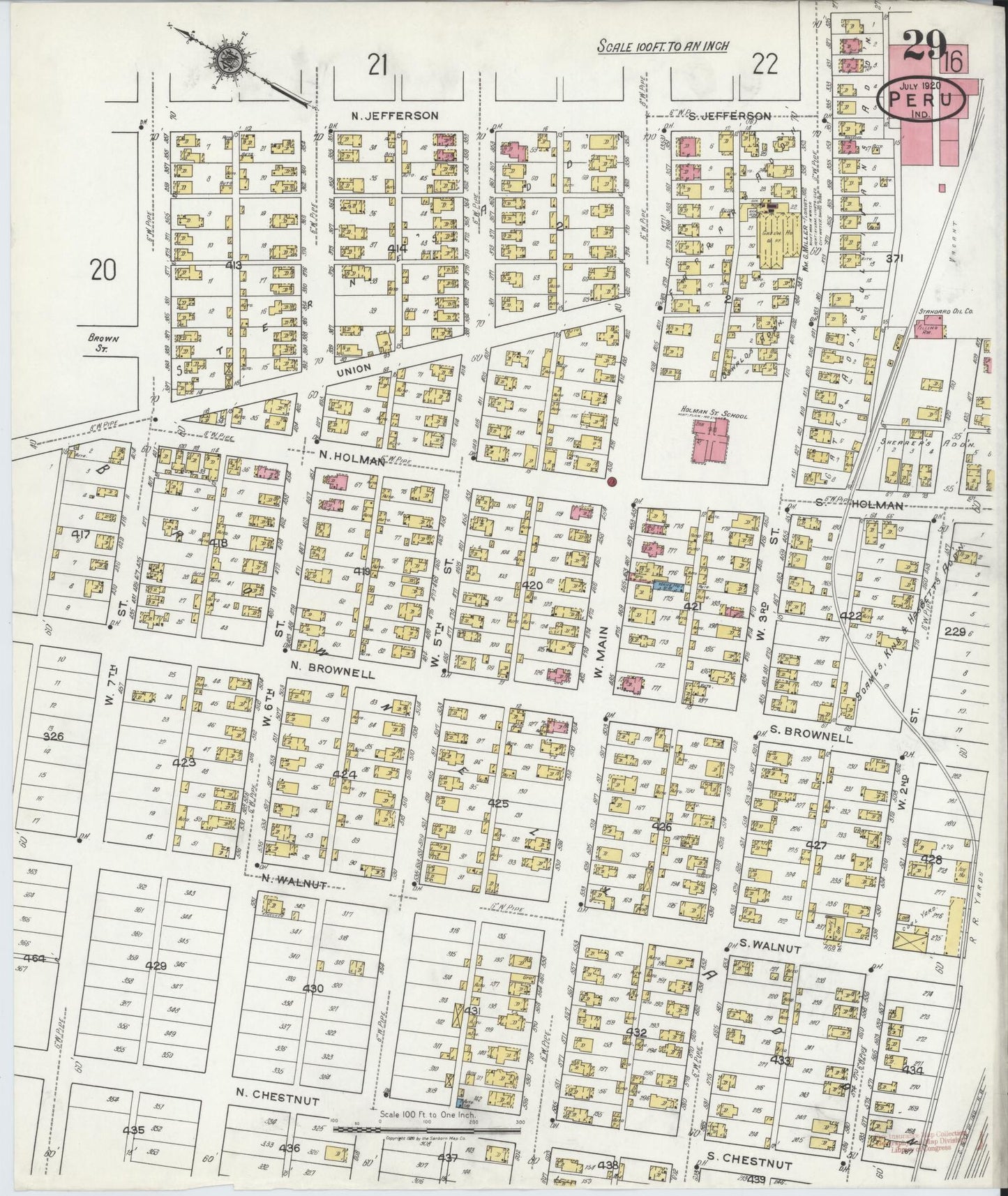 Sanborn Fire Insurance Map from Peru, Miami County, Indiana (1920), Sheet #0029 - Complete Map Set gallery image, historic Sanborn map, vintage wall art, Indiana Indiana