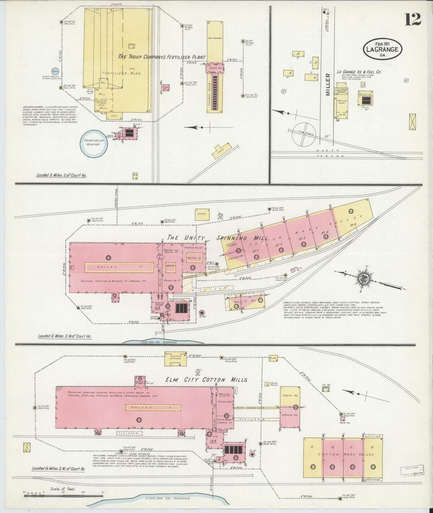 Sanborn Fire Insurance Map from La Grange, Troup County, Georgia (1911), Sheet #0012 - Complete Map Set gallery image, historic Sanborn map, vintage wall art, Georgia Georgia