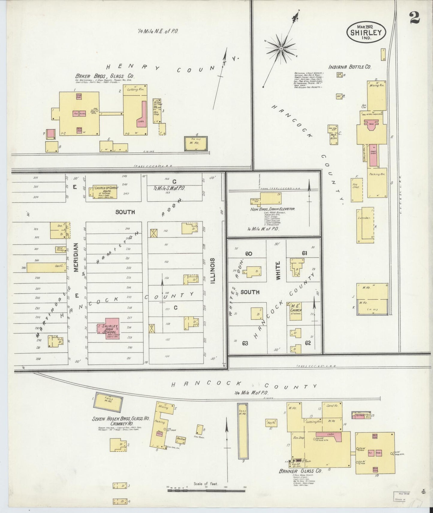 Sanborn Fire Insurance Map from Shirley, Hancock And Henry Counties, Indiana (1902), Sheet #0002 - Complete Map Set gallery image, historic Sanborn map, vintage wall art, Indiana Indiana